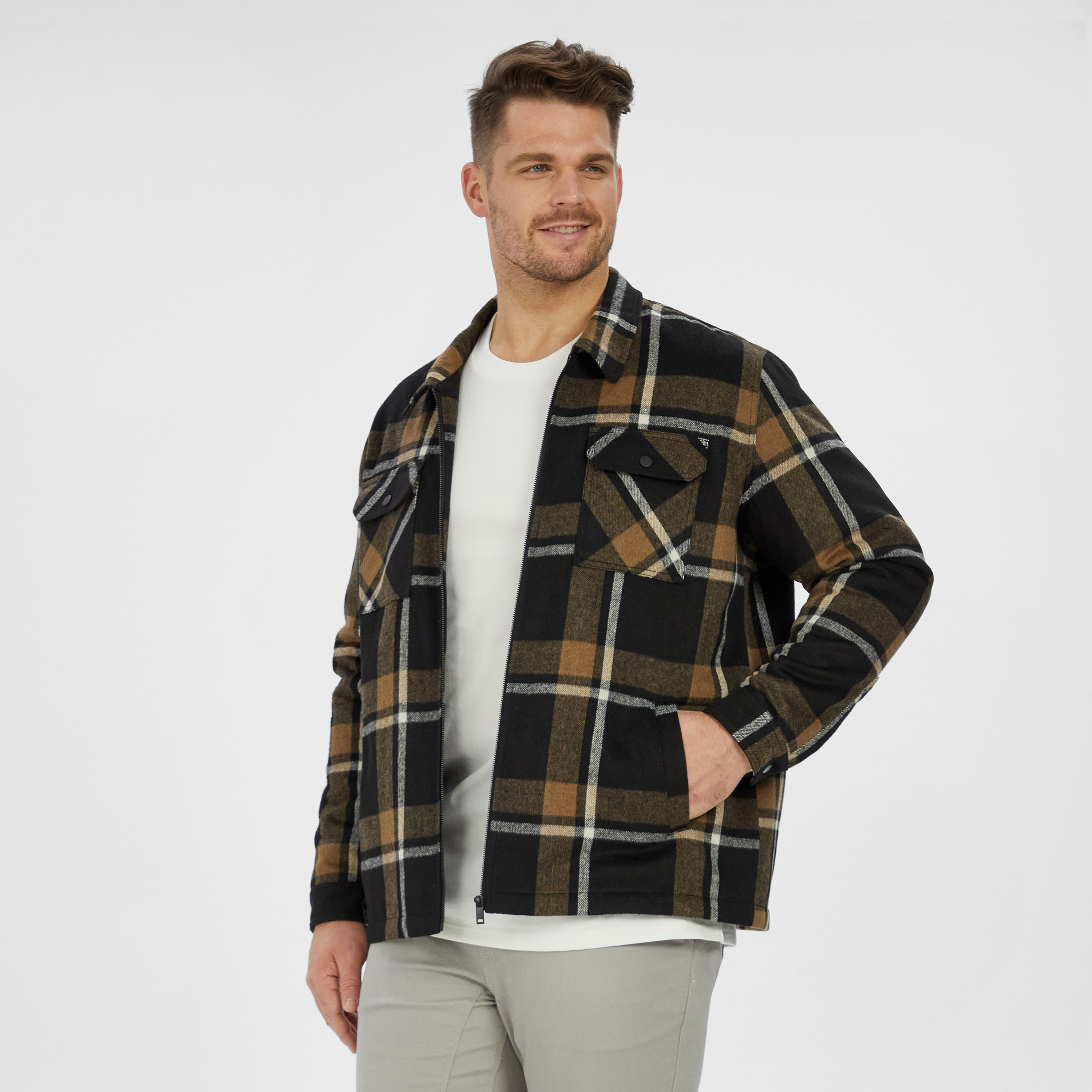 Black Madrid Check Shacket | AXL+CO
