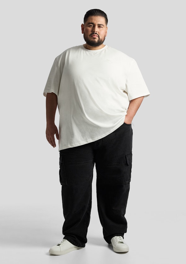 Washed Black Gabe Relaxed Denim Cargo Pant