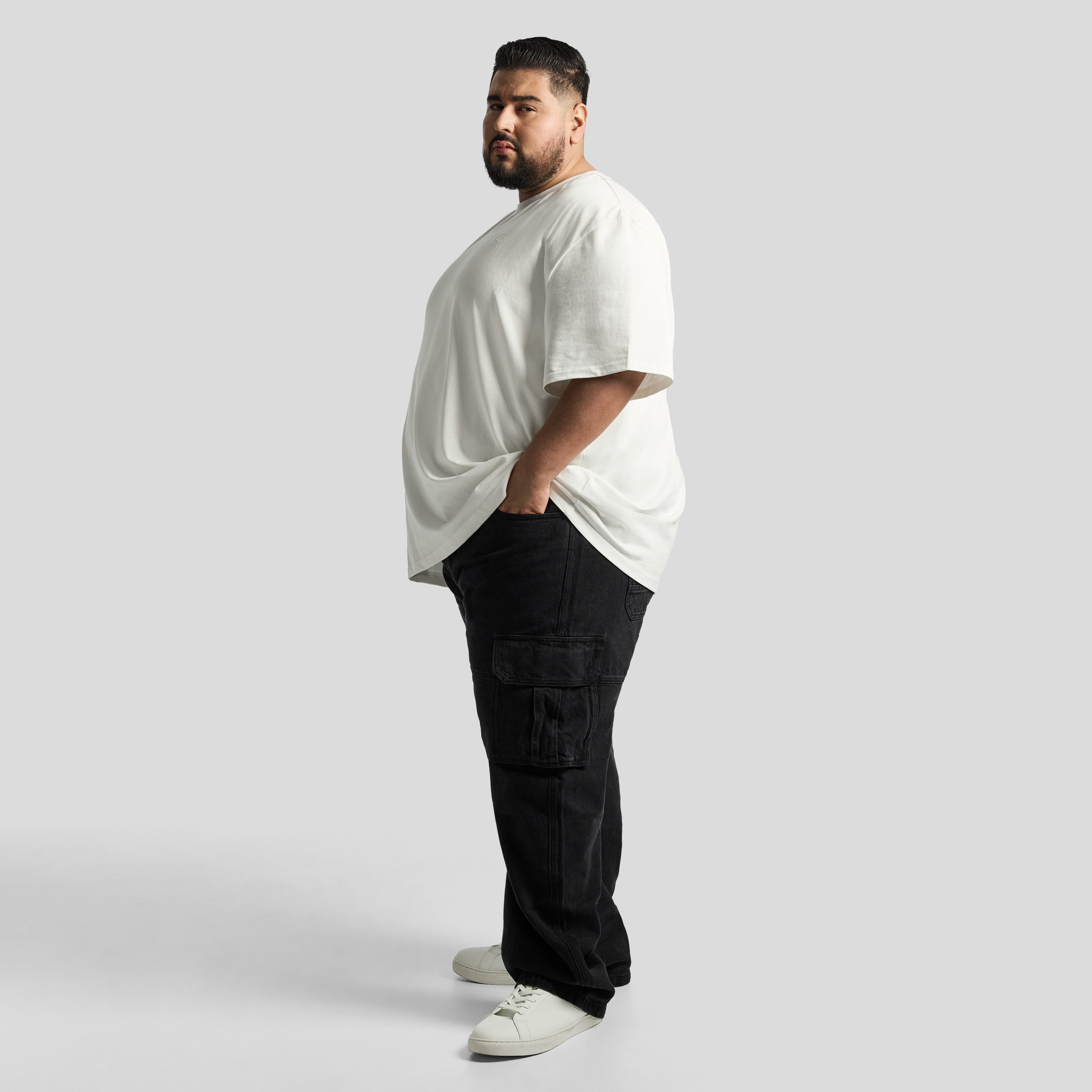 Washed Black Gabe Relaxed Denim Cargo Pant