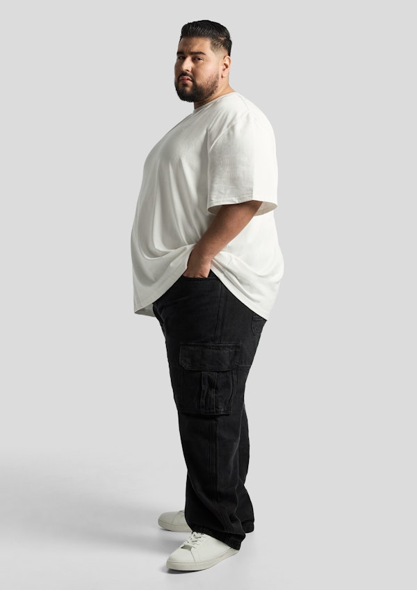 Washed Black Gabe Relaxed Denim Cargo Pant