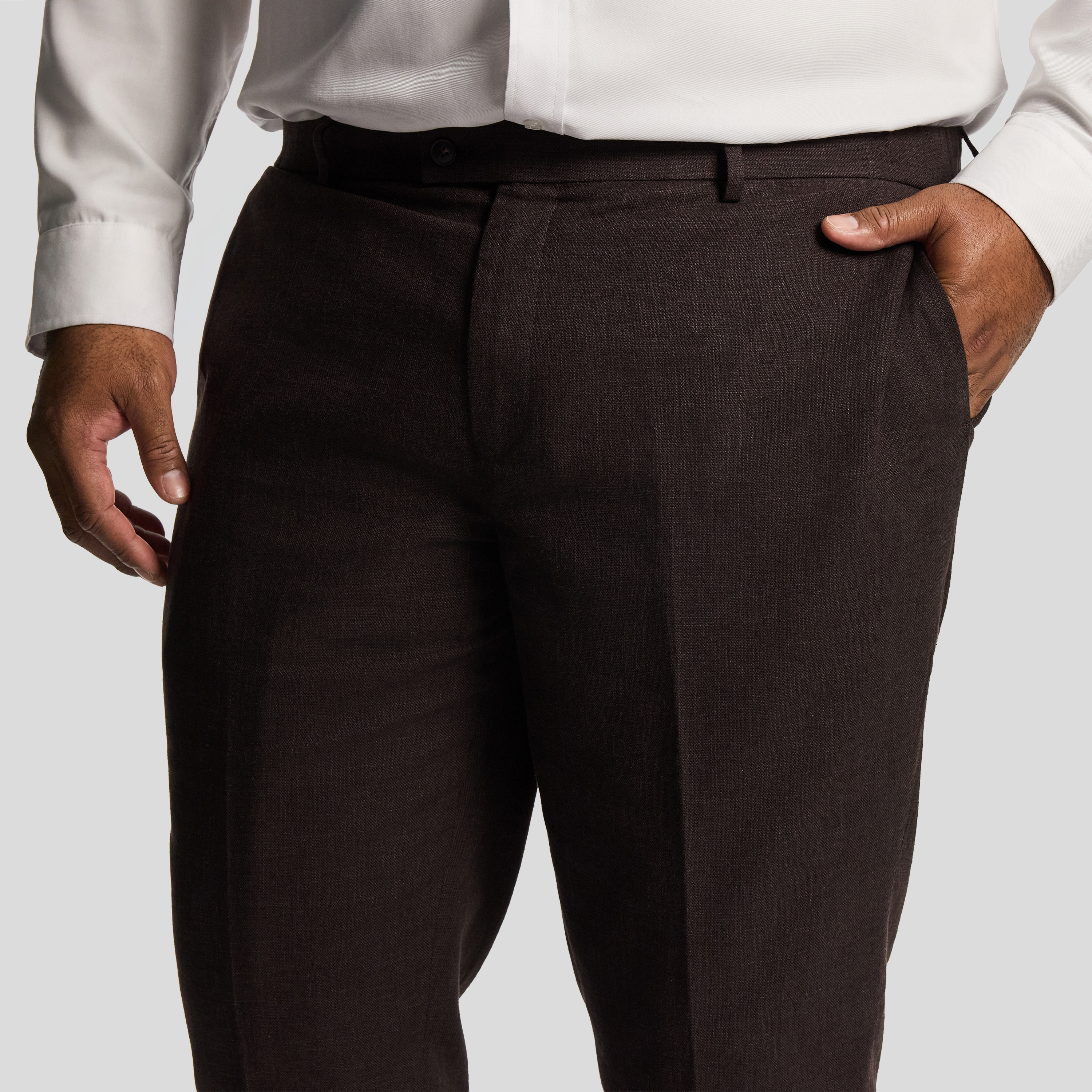 Chocolate Harper Slim Cotton Linen Dress Pant