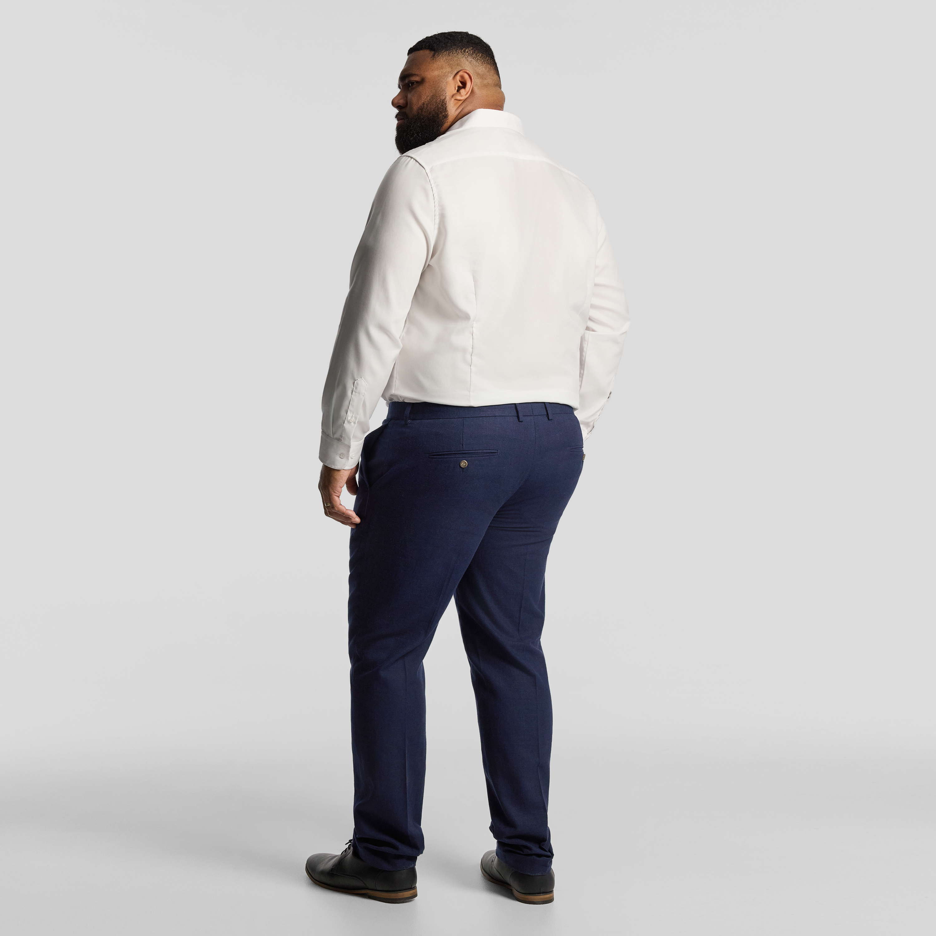 Navy Harper Slim Cotton Linen Dress Pant