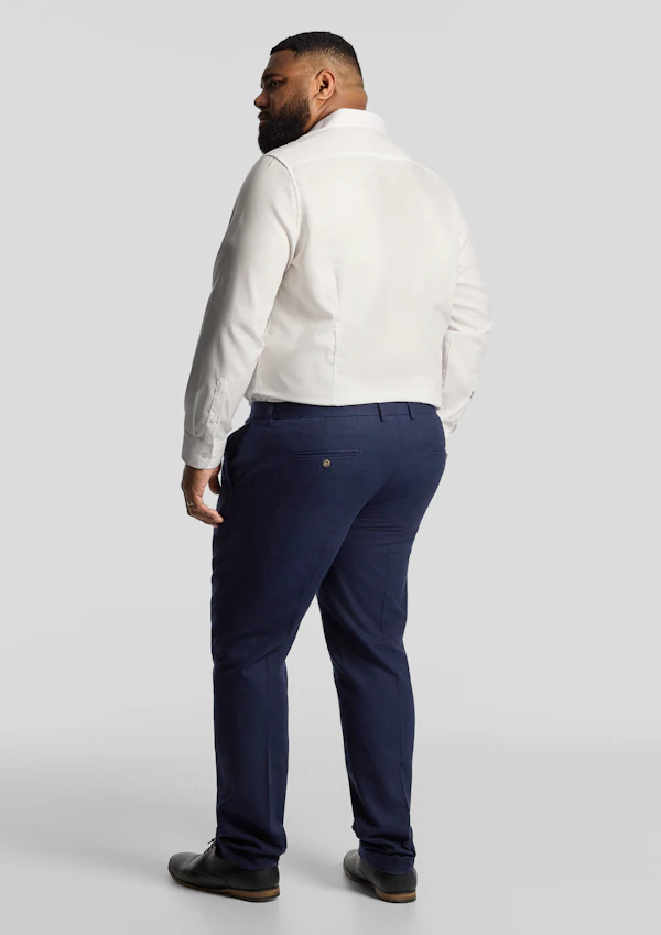 Navy Harper Slim Cotton Linen Dress Pant