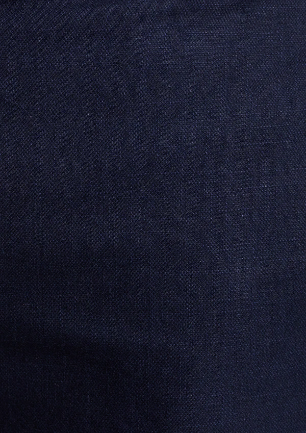 Navy Harper Slim Cotton Linen Dress Pant