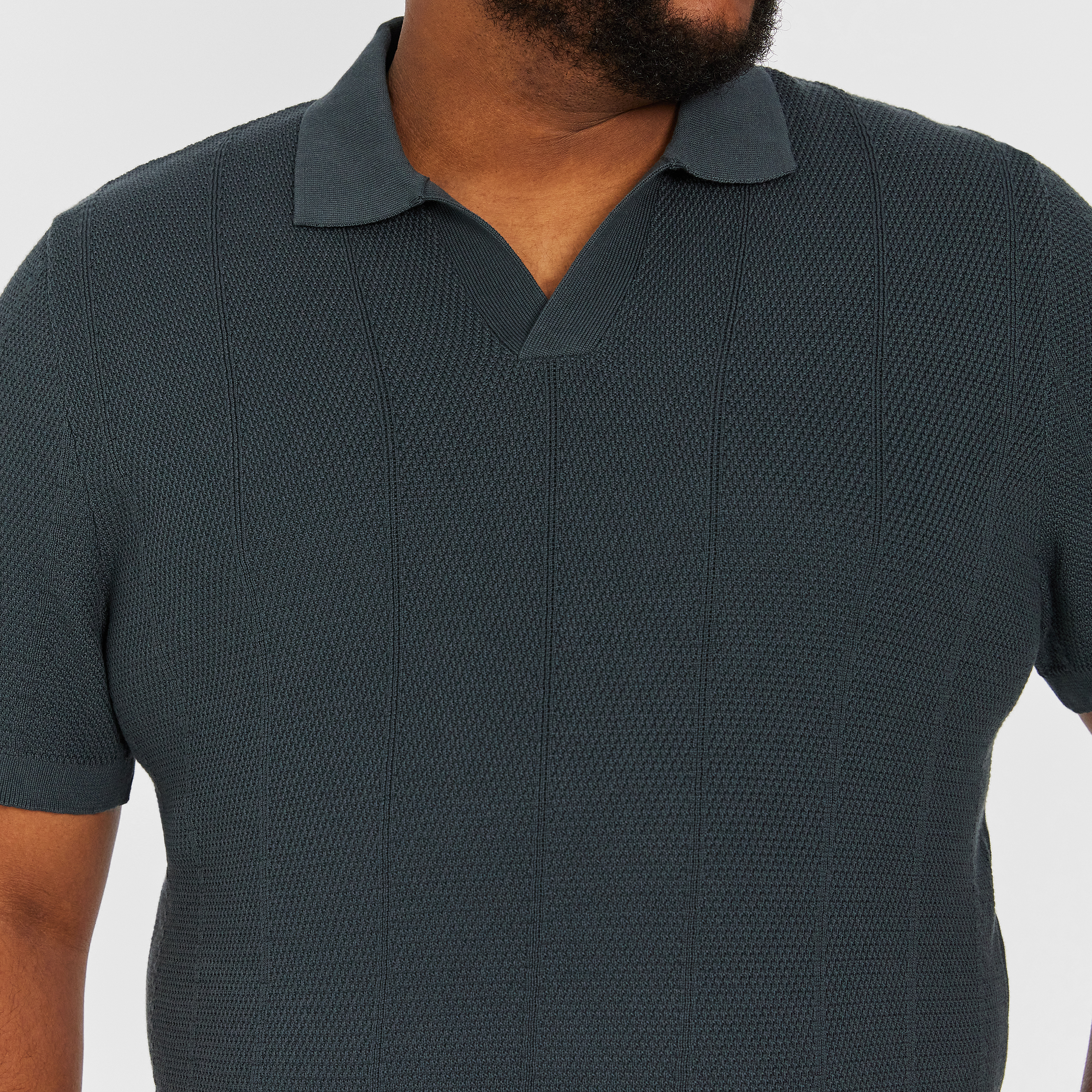 Teal Green Elias Knit Notch Polo