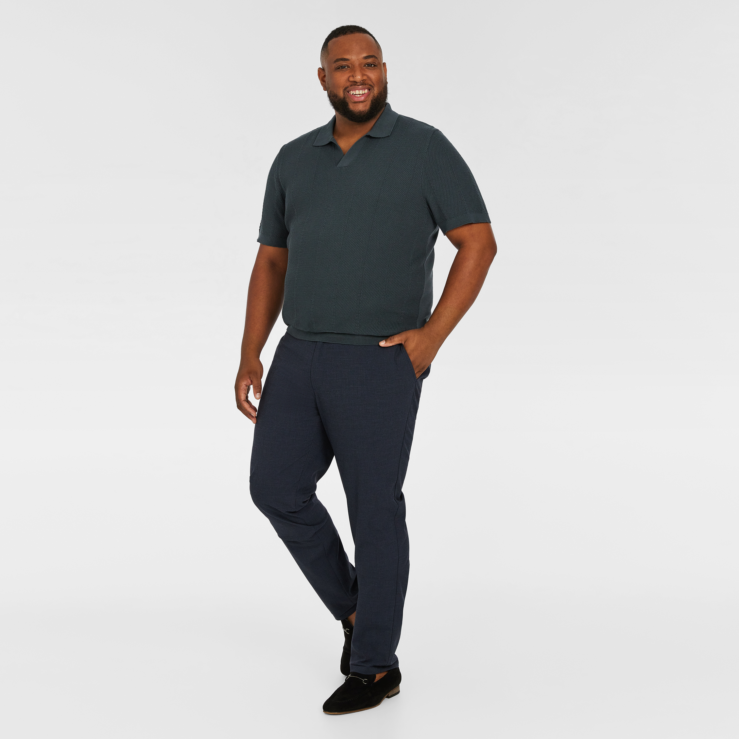 Teal Green Elias Knit Notch Polo