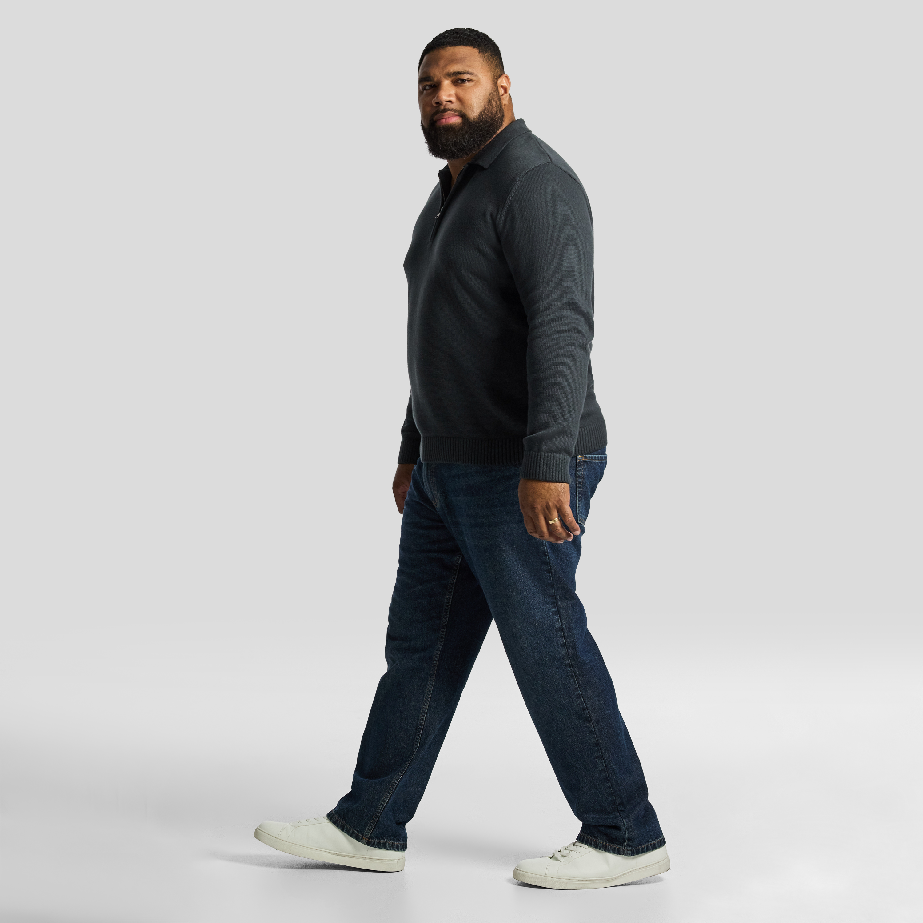 Military Green Hayle Zip Neck Knit Polo