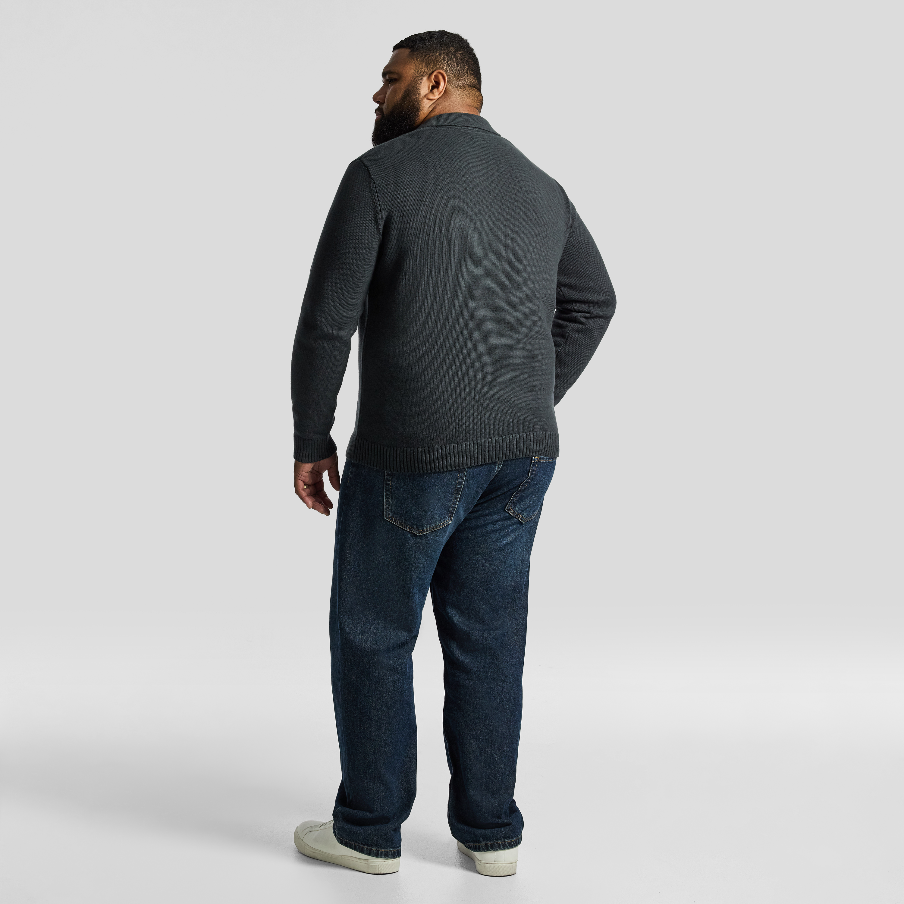 Military Green Hayle Zip Neck Knit Polo