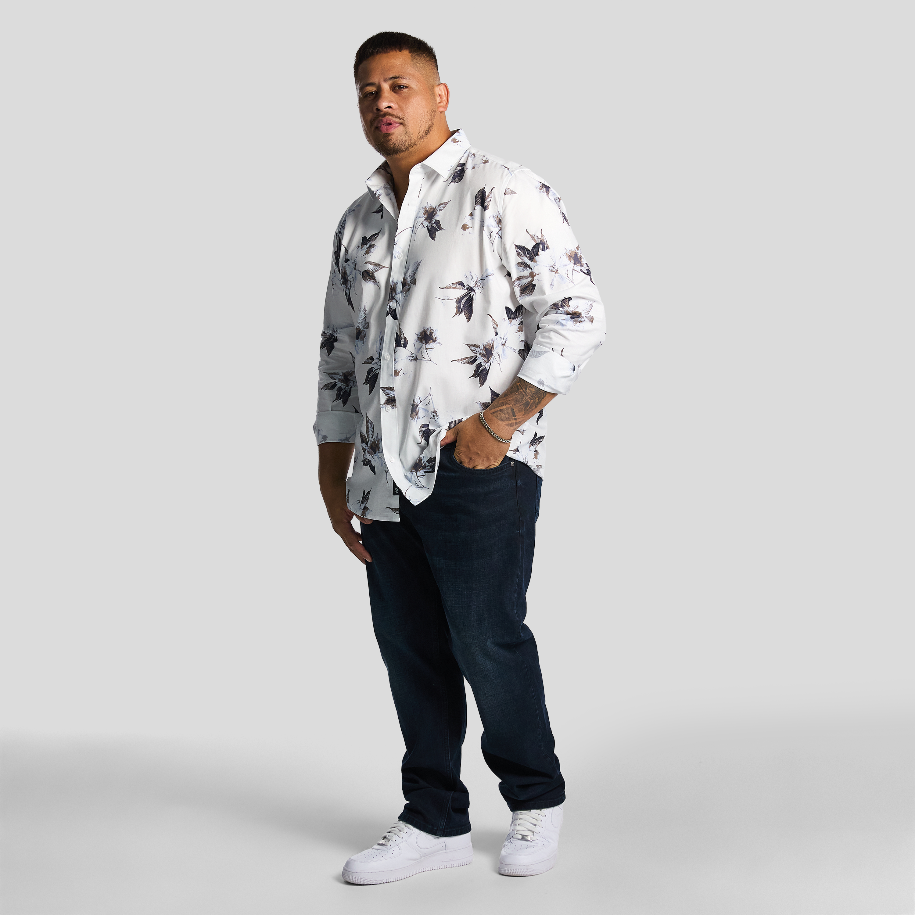 White Valencia Floral Classic Shirt