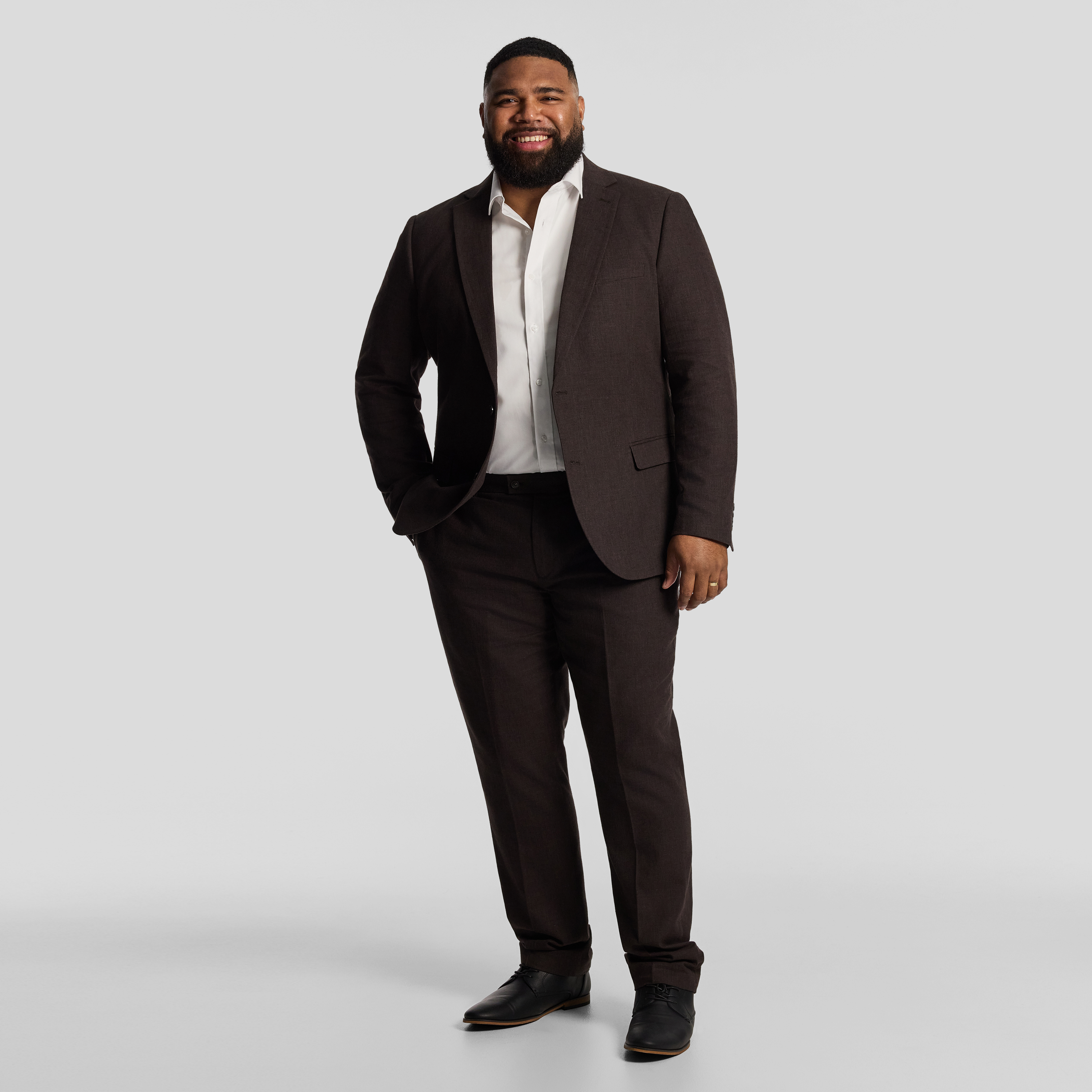 Chocolate Harper Slim Cotton Linen Textured Suit Jacket