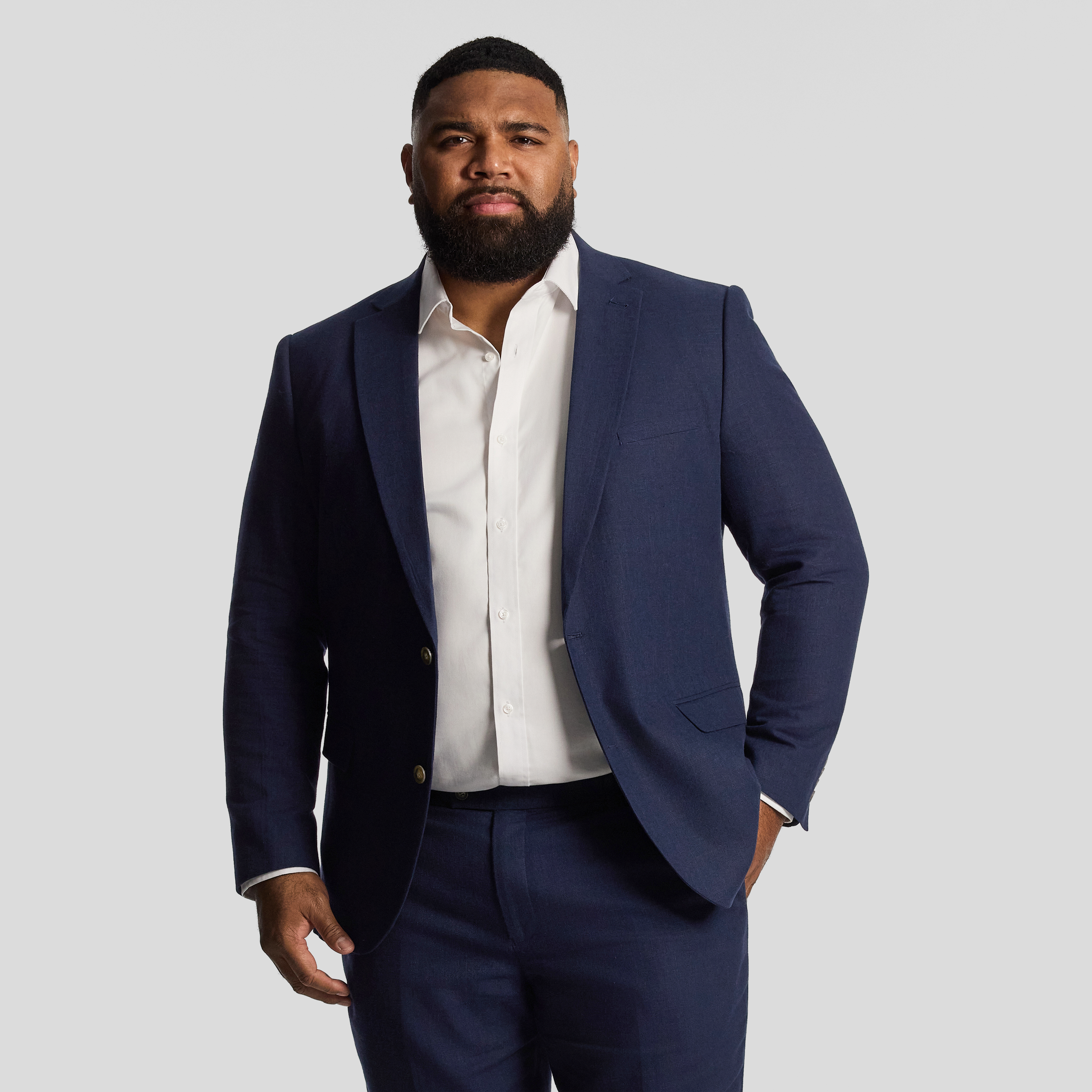 Harper Slim Cotton Linen Textured Suit Jacket