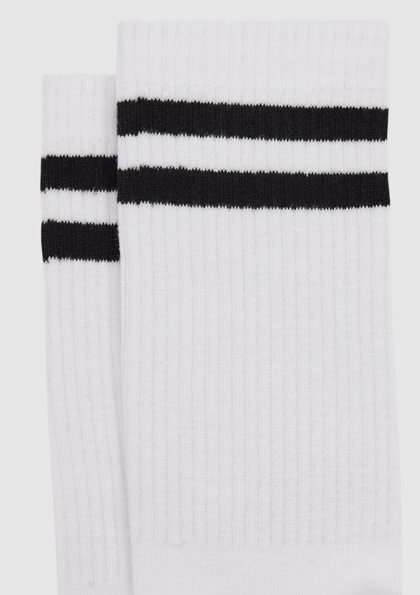 White Stripe Rib Sock