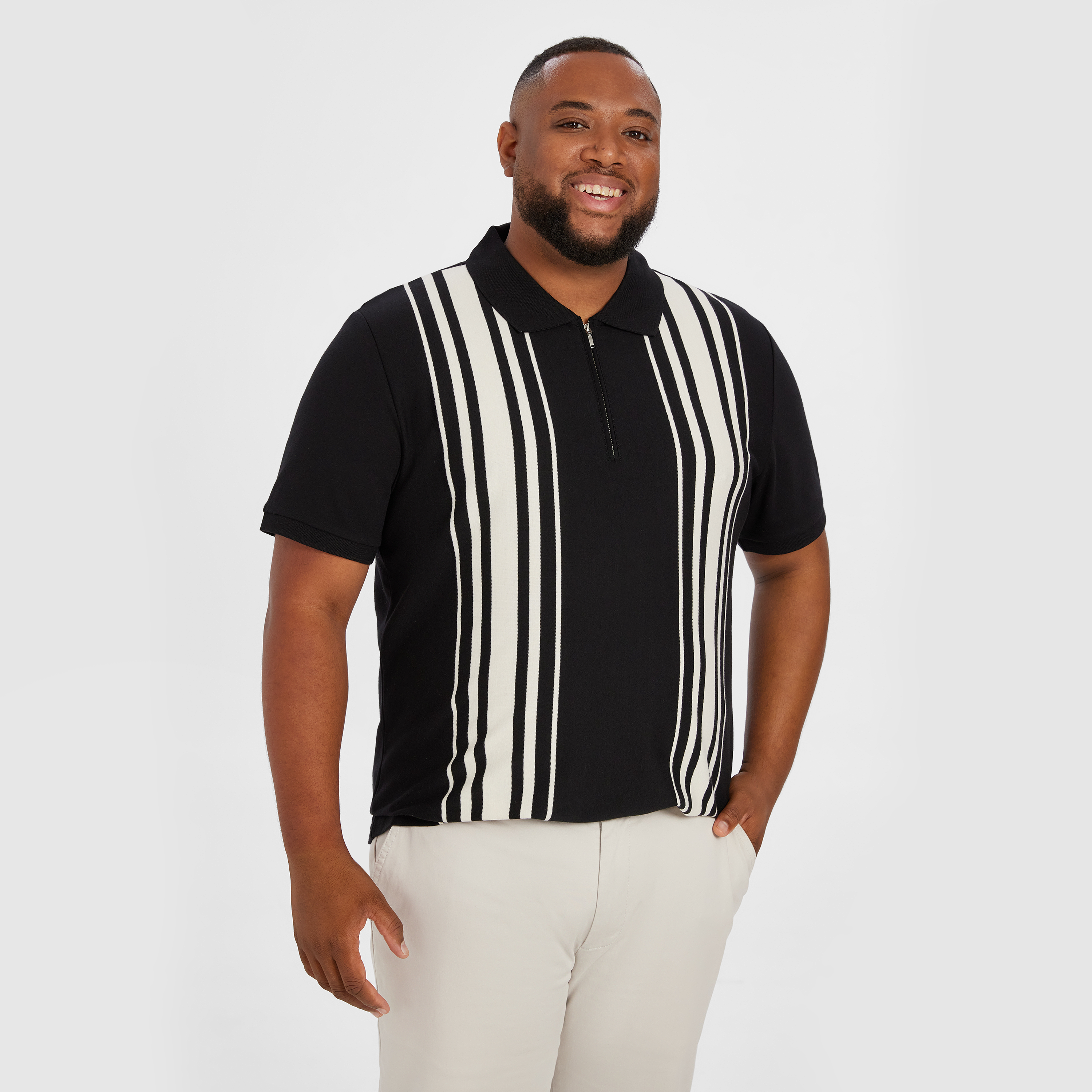 Cannon Stripe Zip Smart Polo