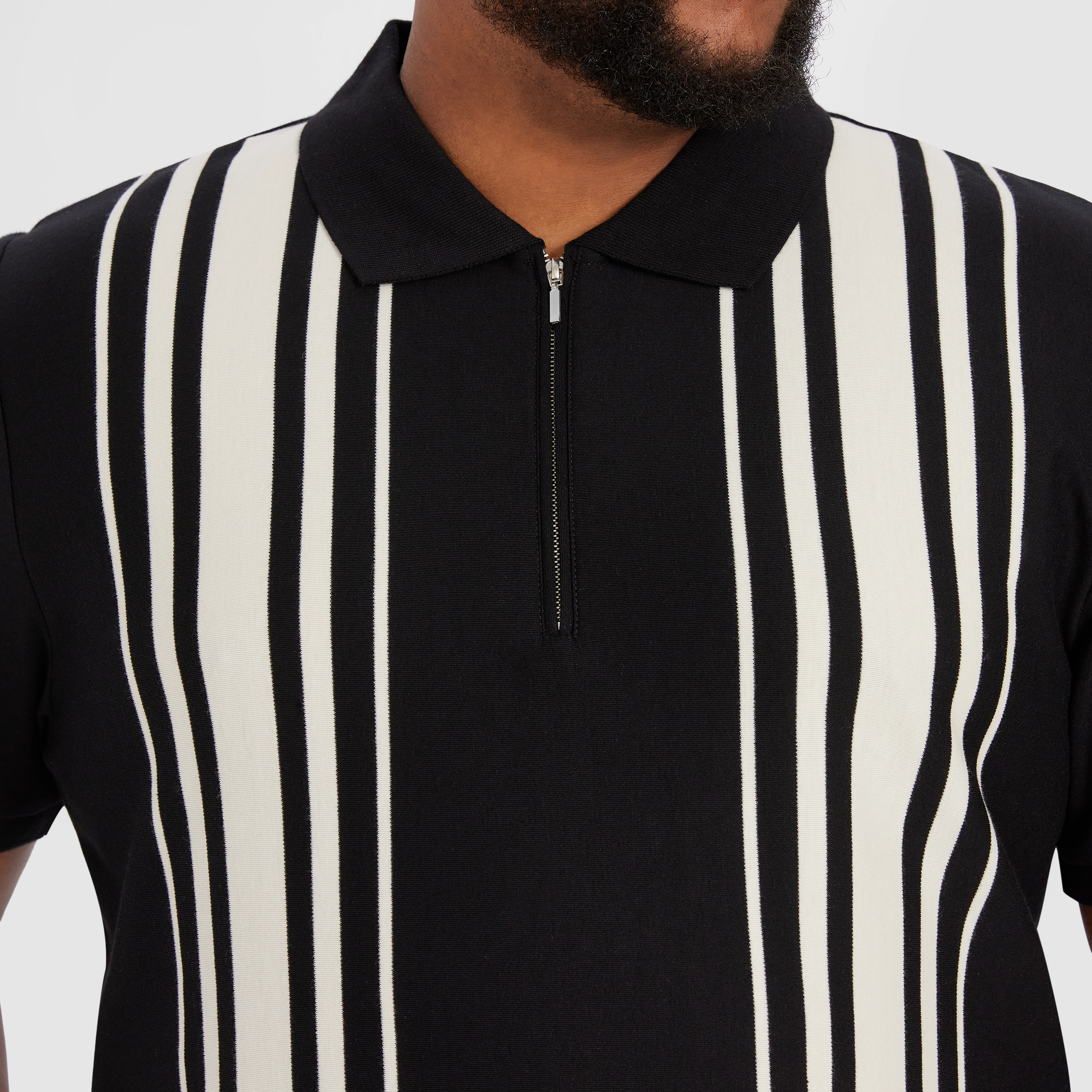 Black Cannon Stripe Zip Smart Polo