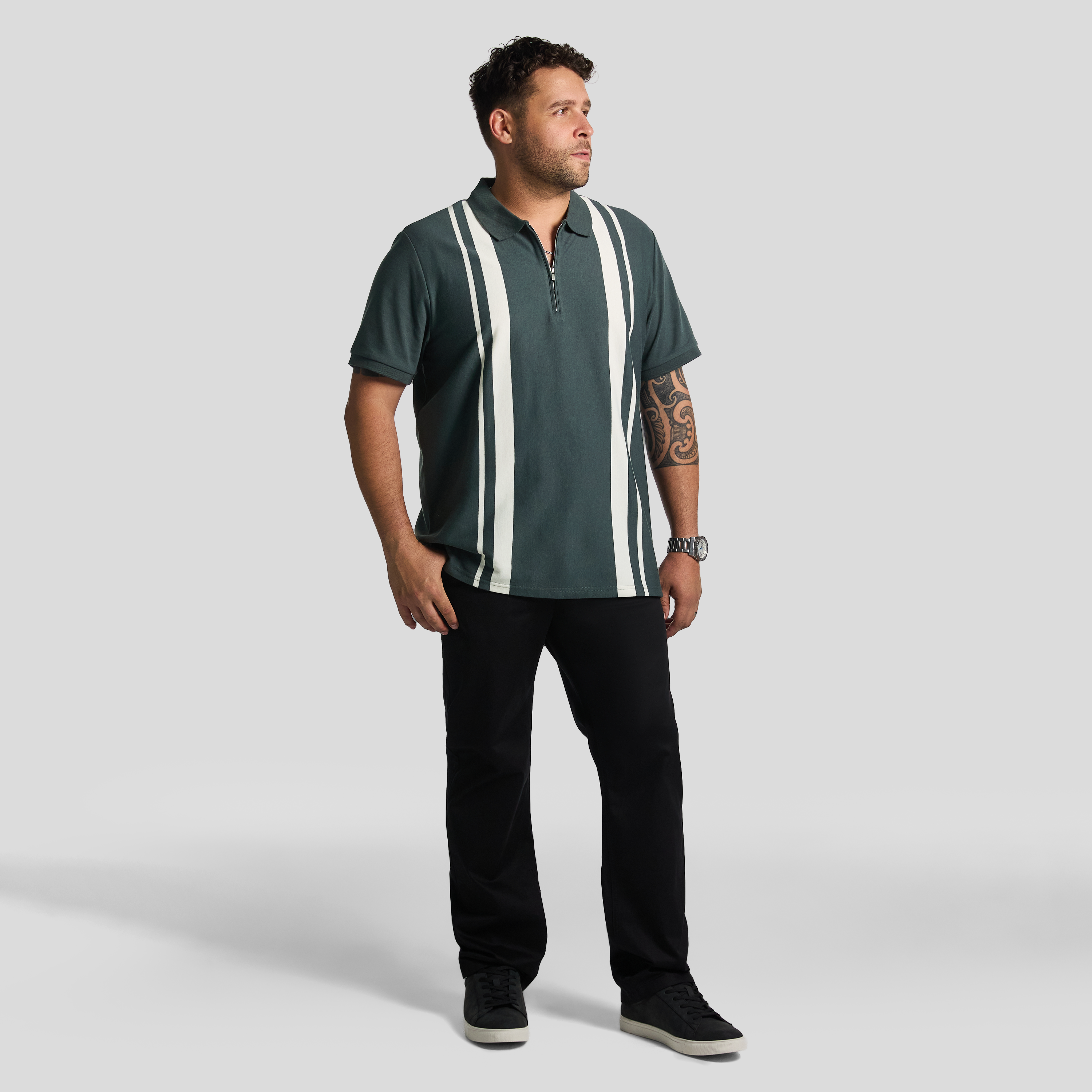 Dark Green Turin Quarter Zip Smart Polo