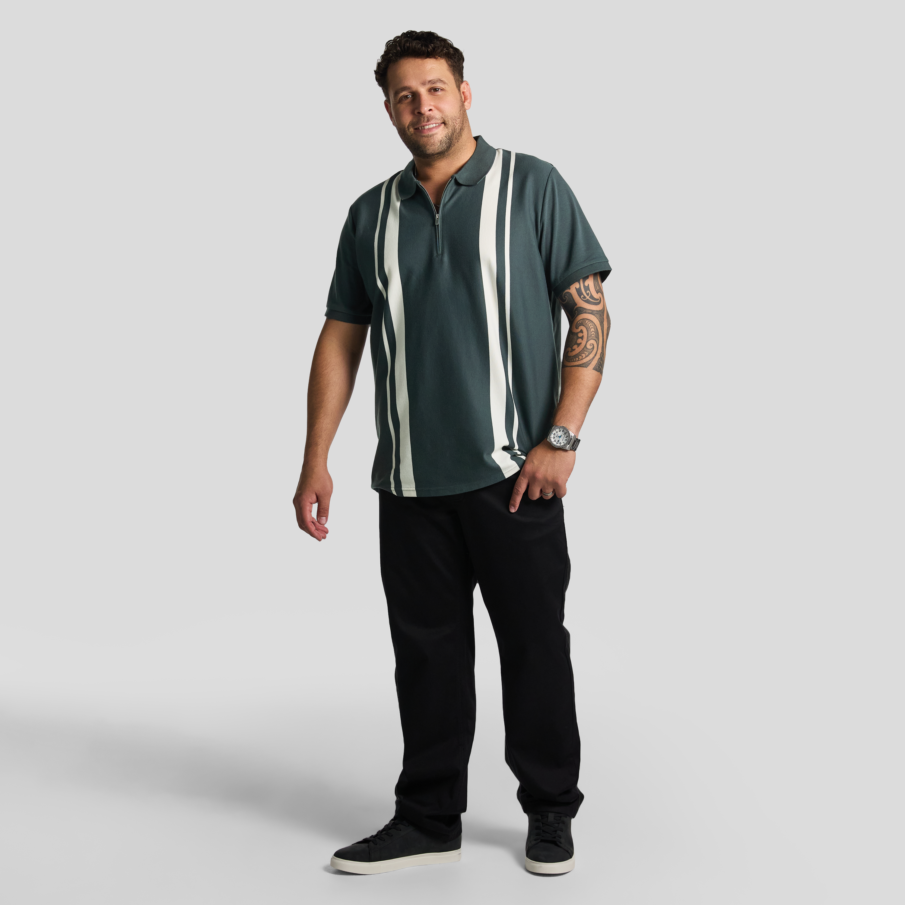 Dark Green Turin Quarter Zip Smart Polo