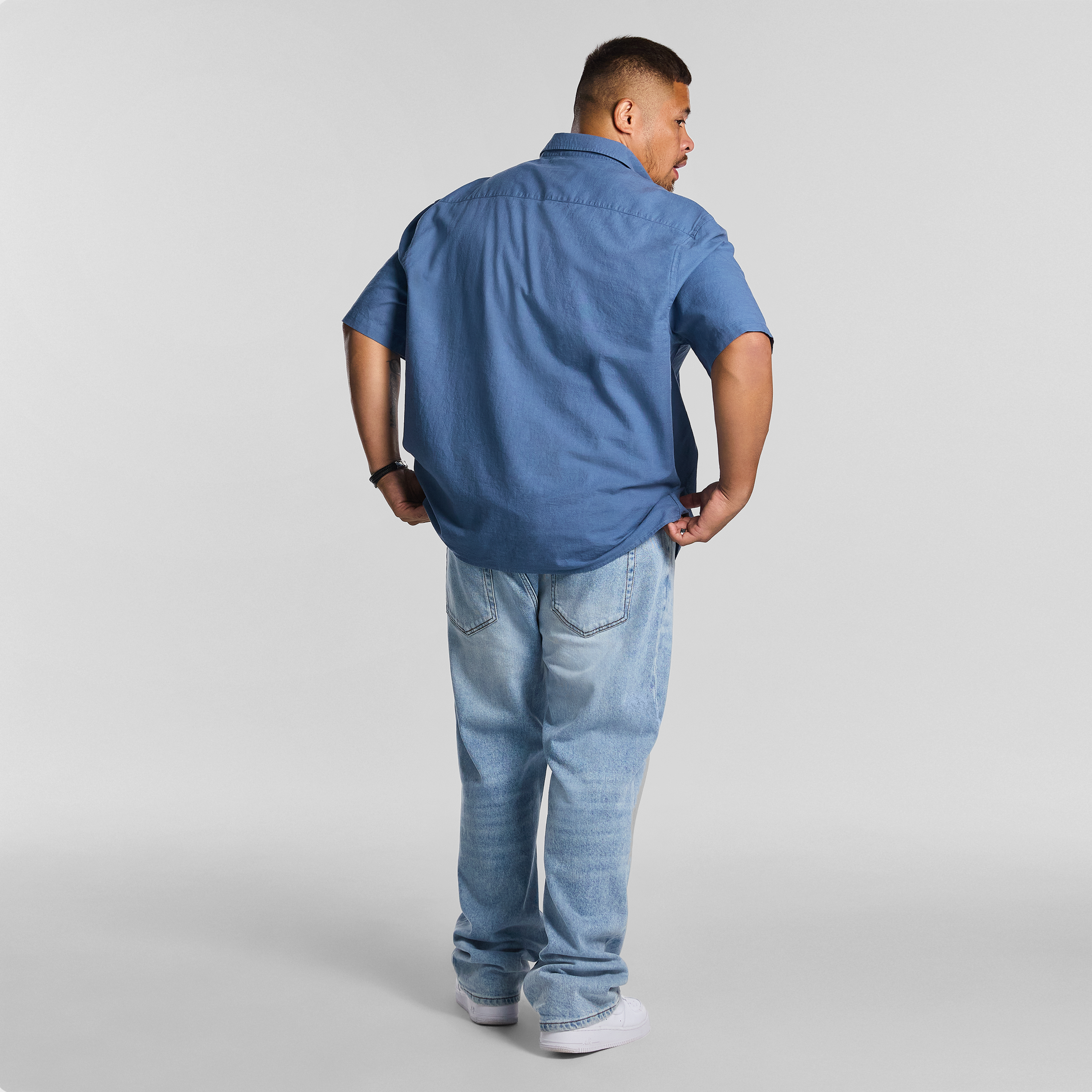 Steel Blue Ridge Relaxed Cotton Linen Short Sleeve Shirt