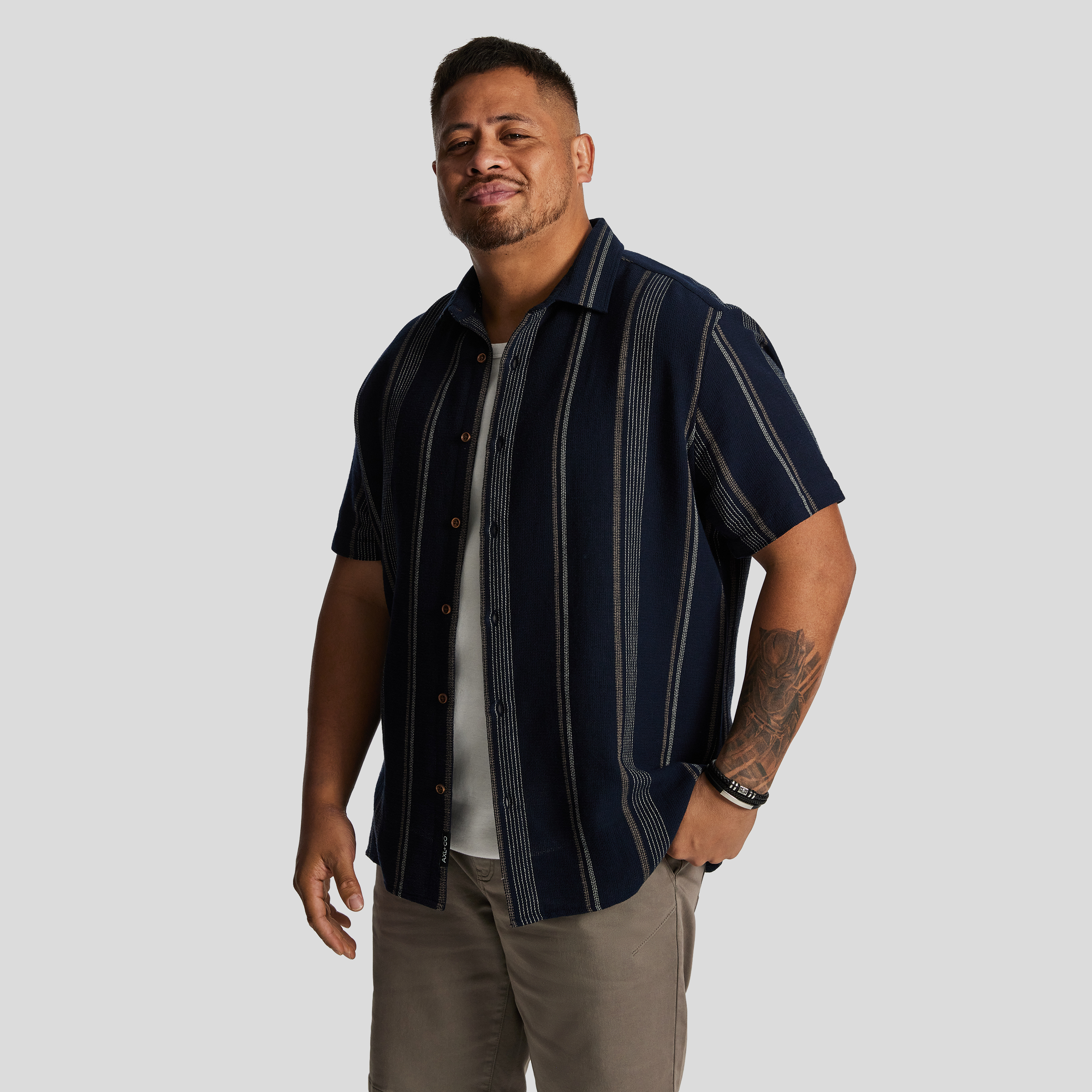 Shaun Textured Stripe Short Sleeve Shirt