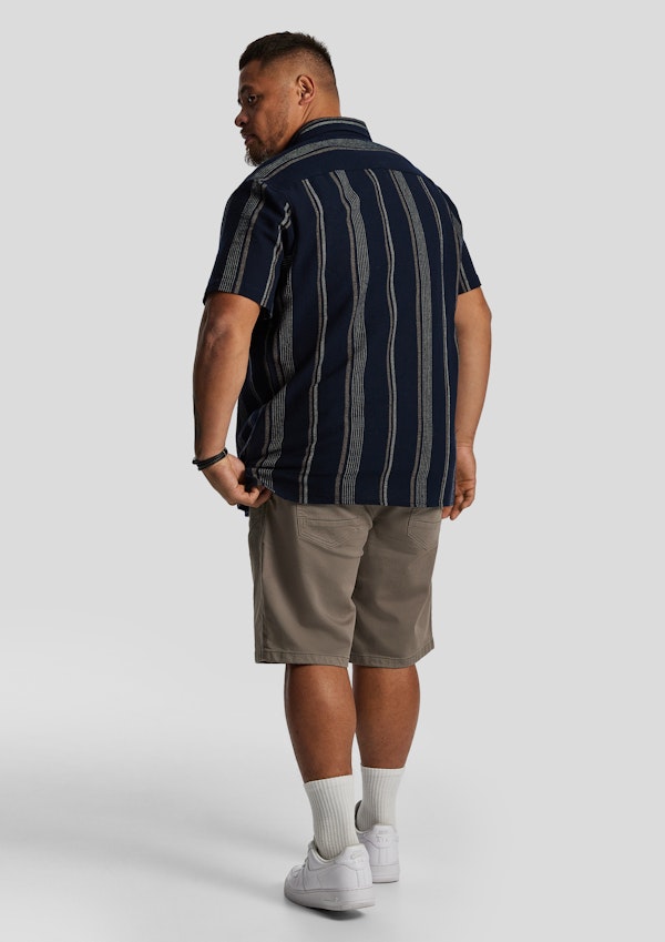 Navy Shaun Textured Stripe Short Sleeve Shirt