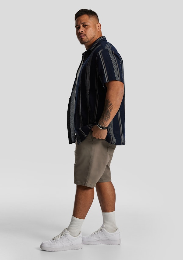 Navy Shaun Textured Stripe Short Sleeve Shirt