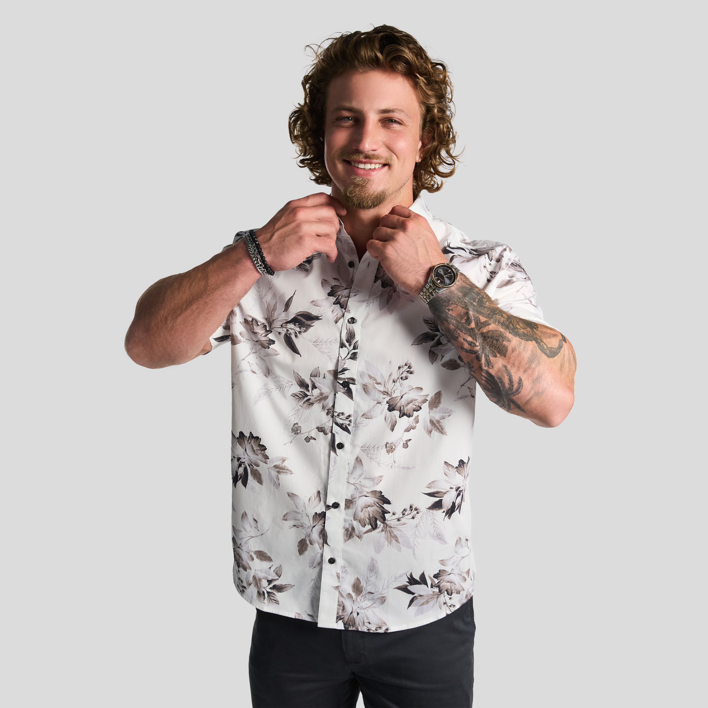 White Burrows Floral Cotton Short Sleeve Shirt