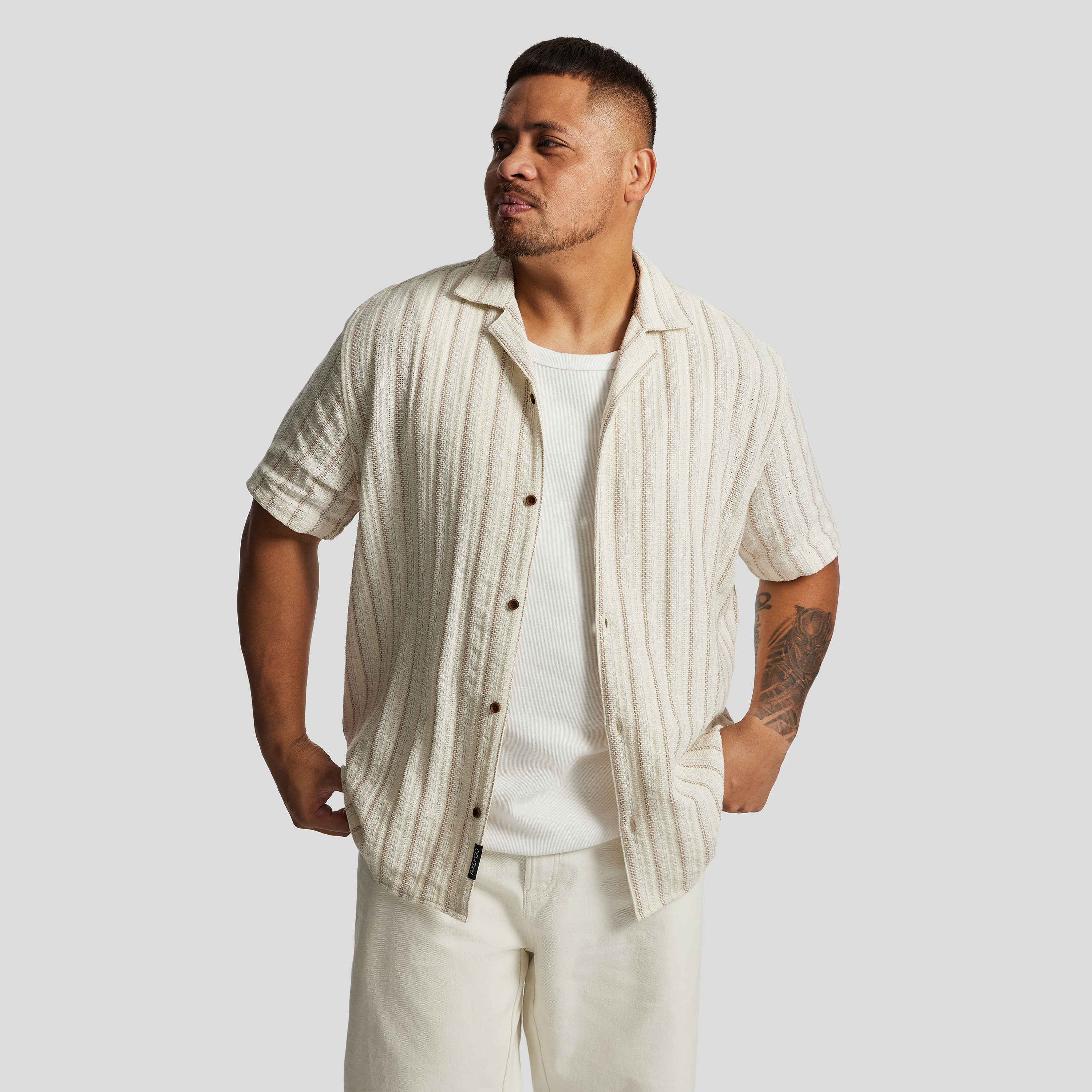 Dunes Stripe Cotton Short Sleeve Shirt