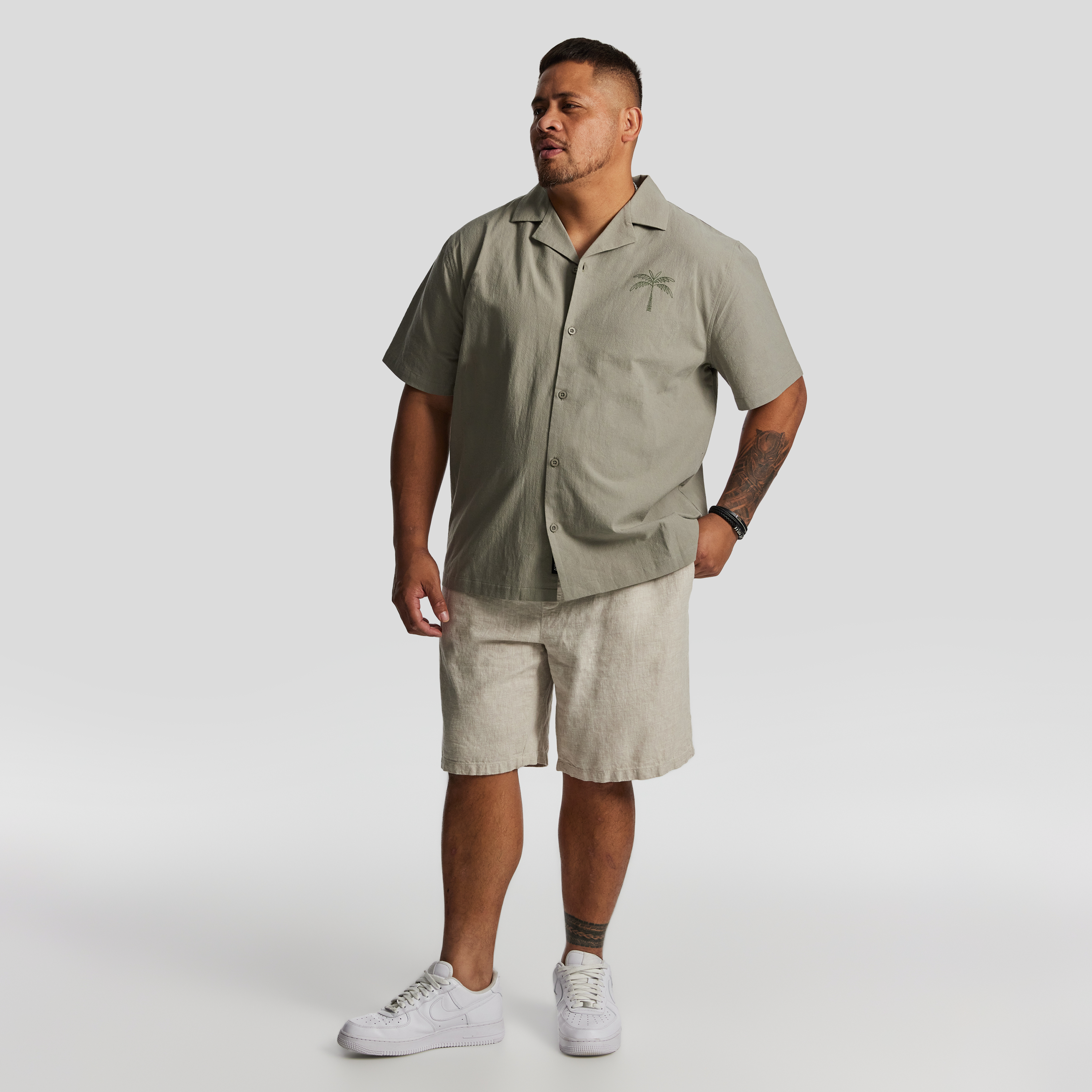 Sage Green Panama Boxy Short Sleeve Shirt