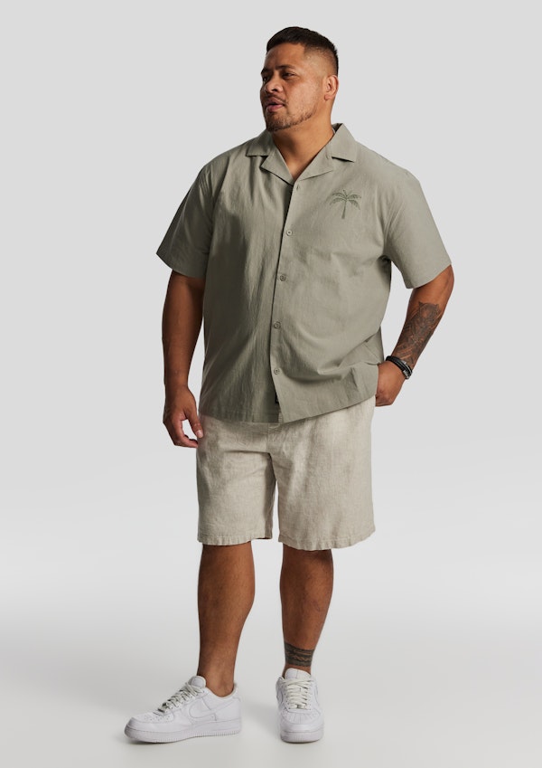 Sage Green Panama Boxy Short Sleeve Shirt