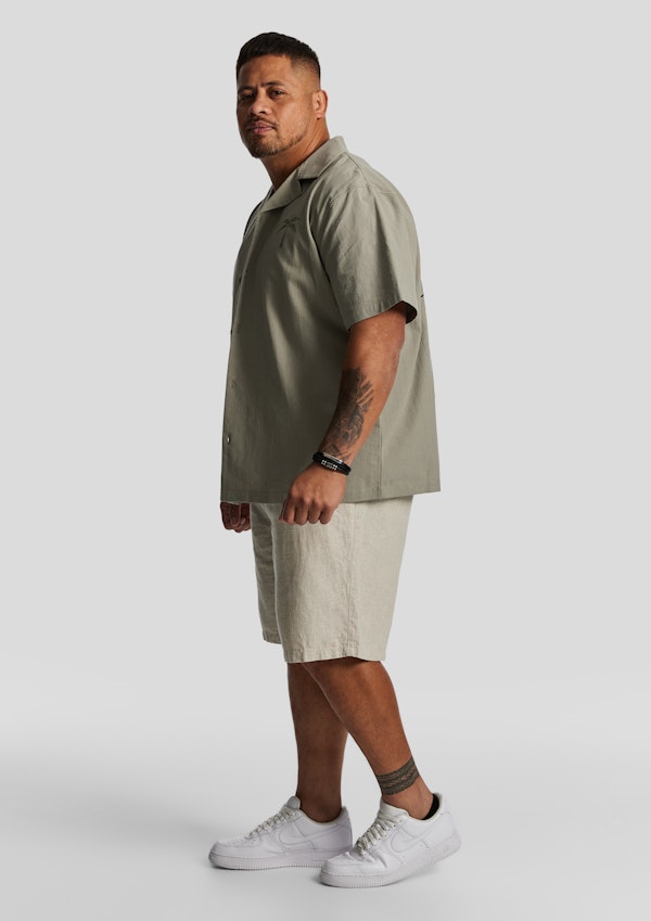 Sage Green Panama Boxy Short Sleeve Shirt