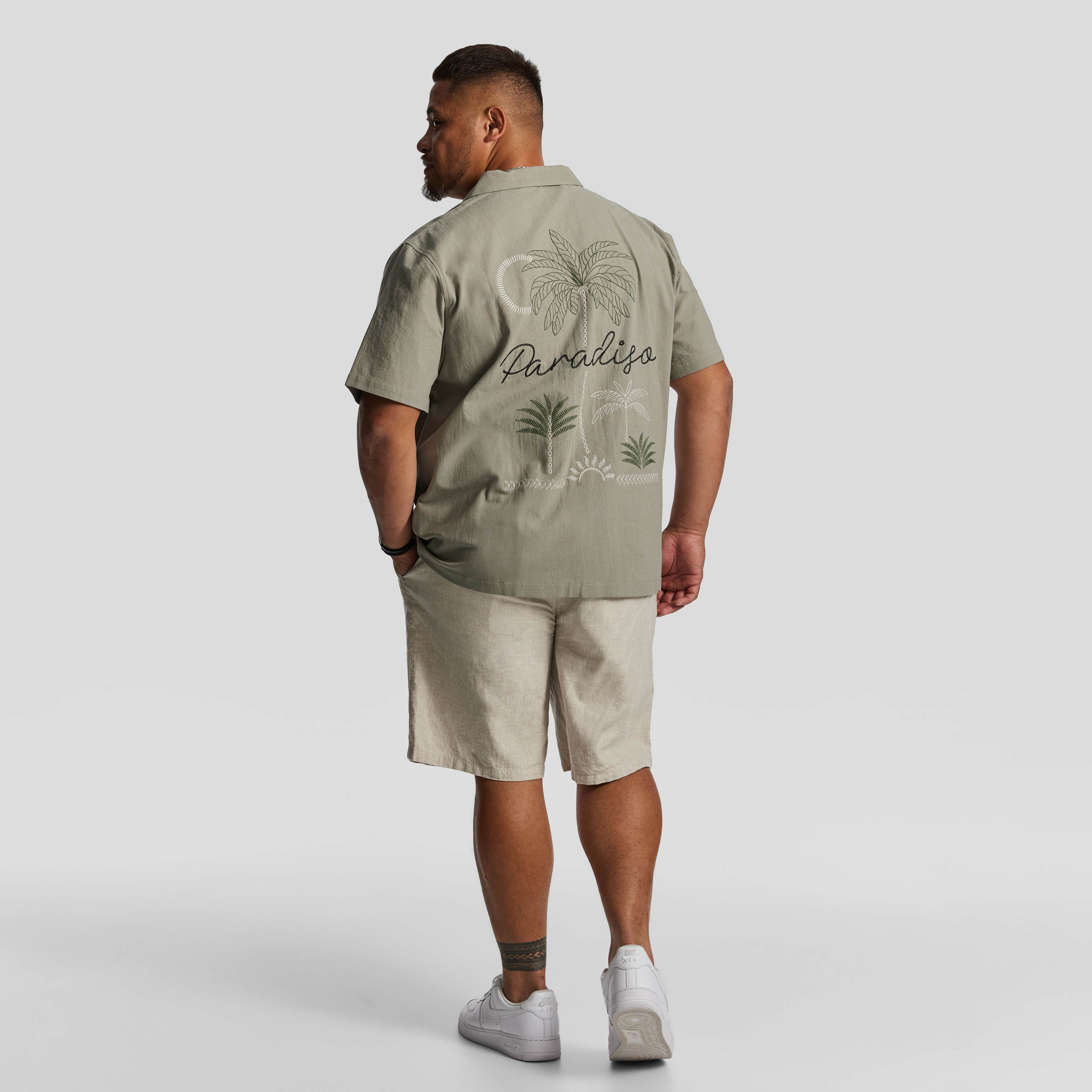 Sage Green Panama Boxy Short Sleeve Shirt