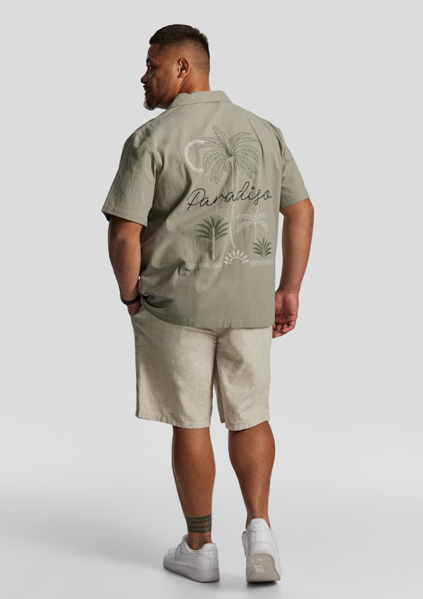 Sage Green Panama Boxy Short Sleeve Shirt