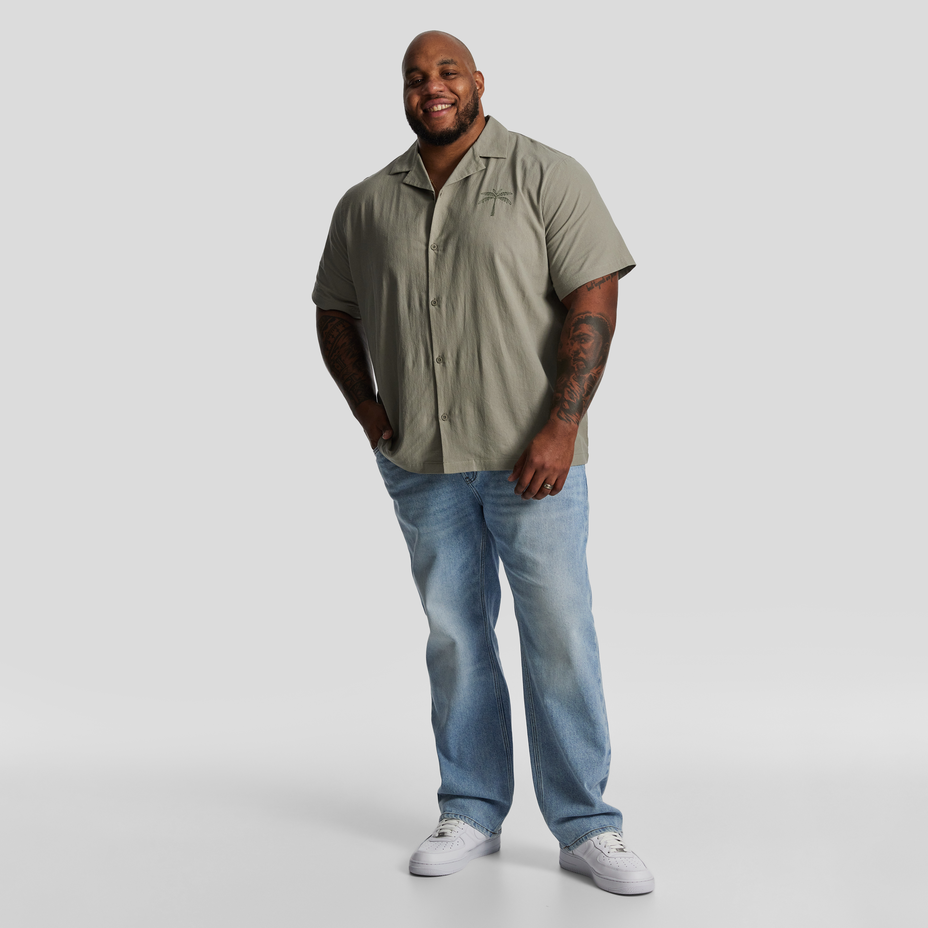 Sage Green Panama Boxy Short Sleeve Shirt