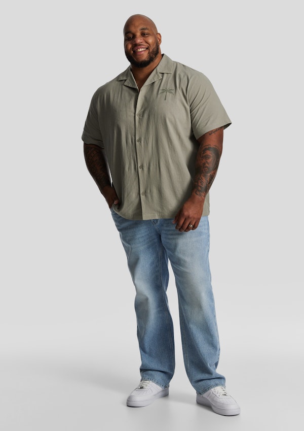 Sage Green Panama Boxy Short Sleeve Shirt