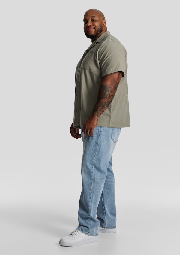 Sage Green Panama Boxy Short Sleeve Shirt