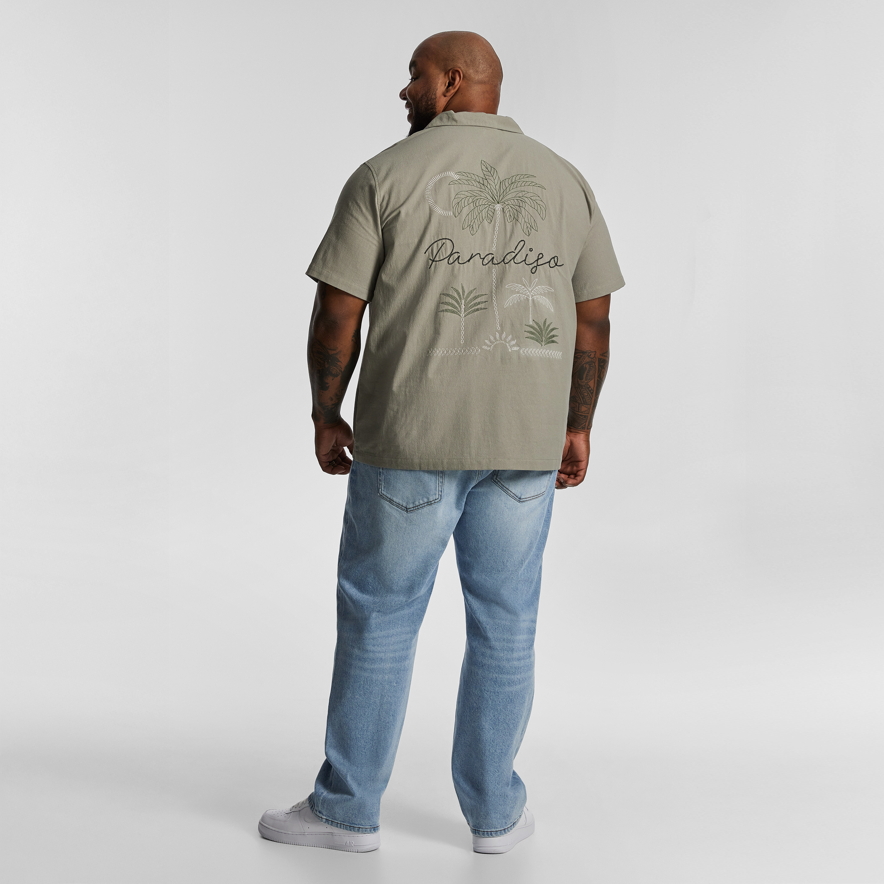 Sage Green Panama Boxy Short Sleeve Shirt