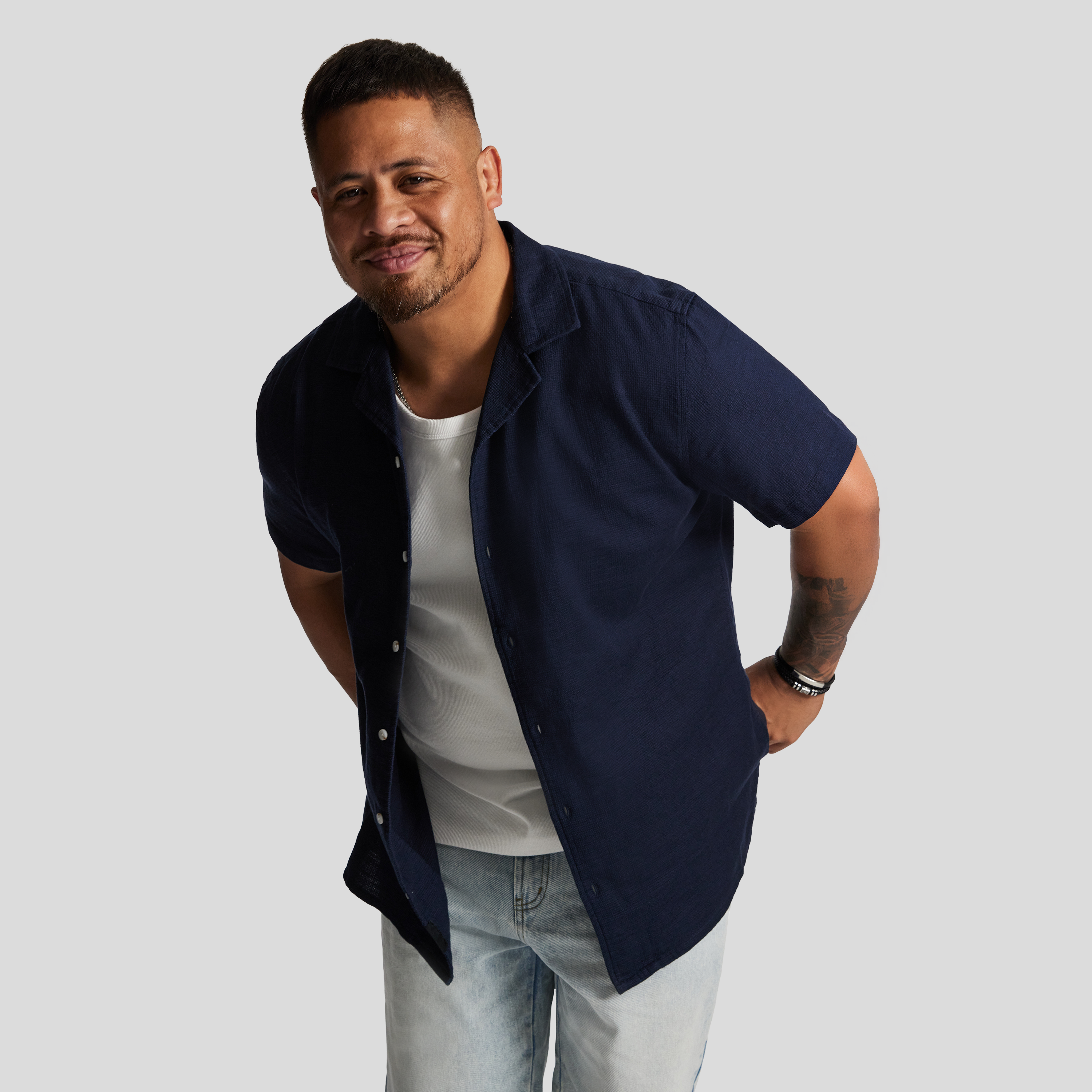 Navy Jeff Textured Shirt