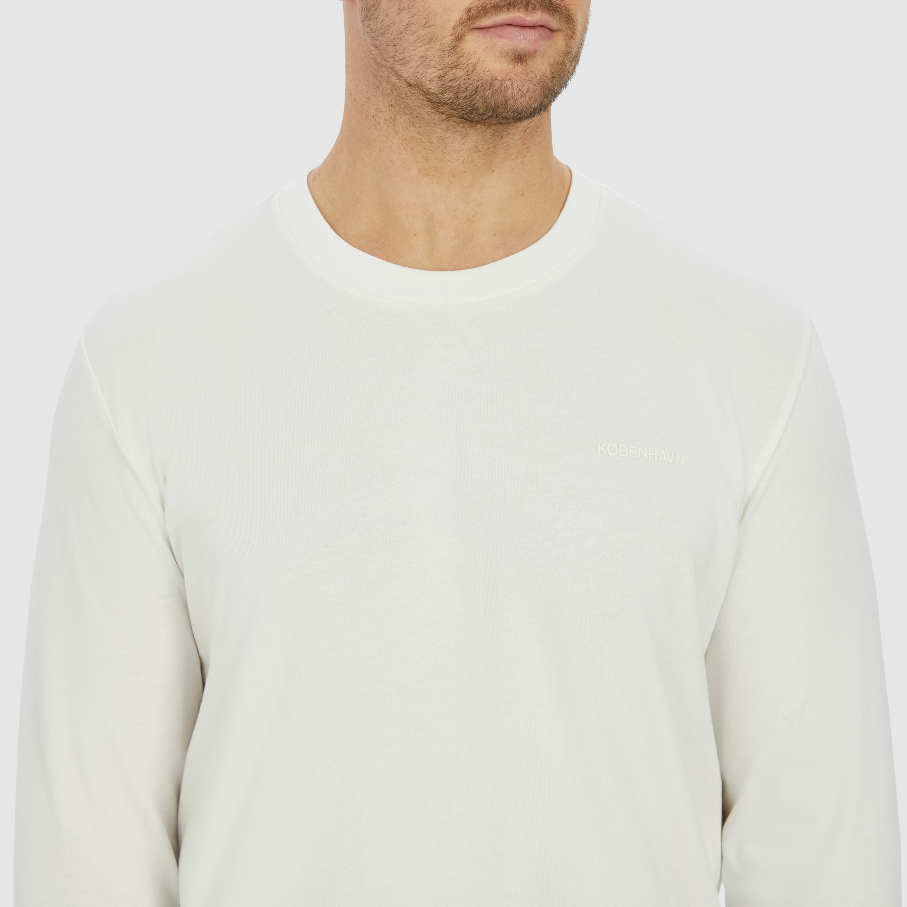 White Eli Long Sleeve Crew Neck Top