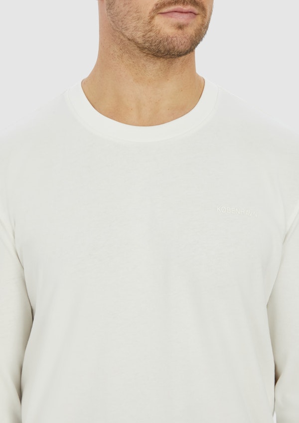 White Eli Long Sleeve Crew Neck Top