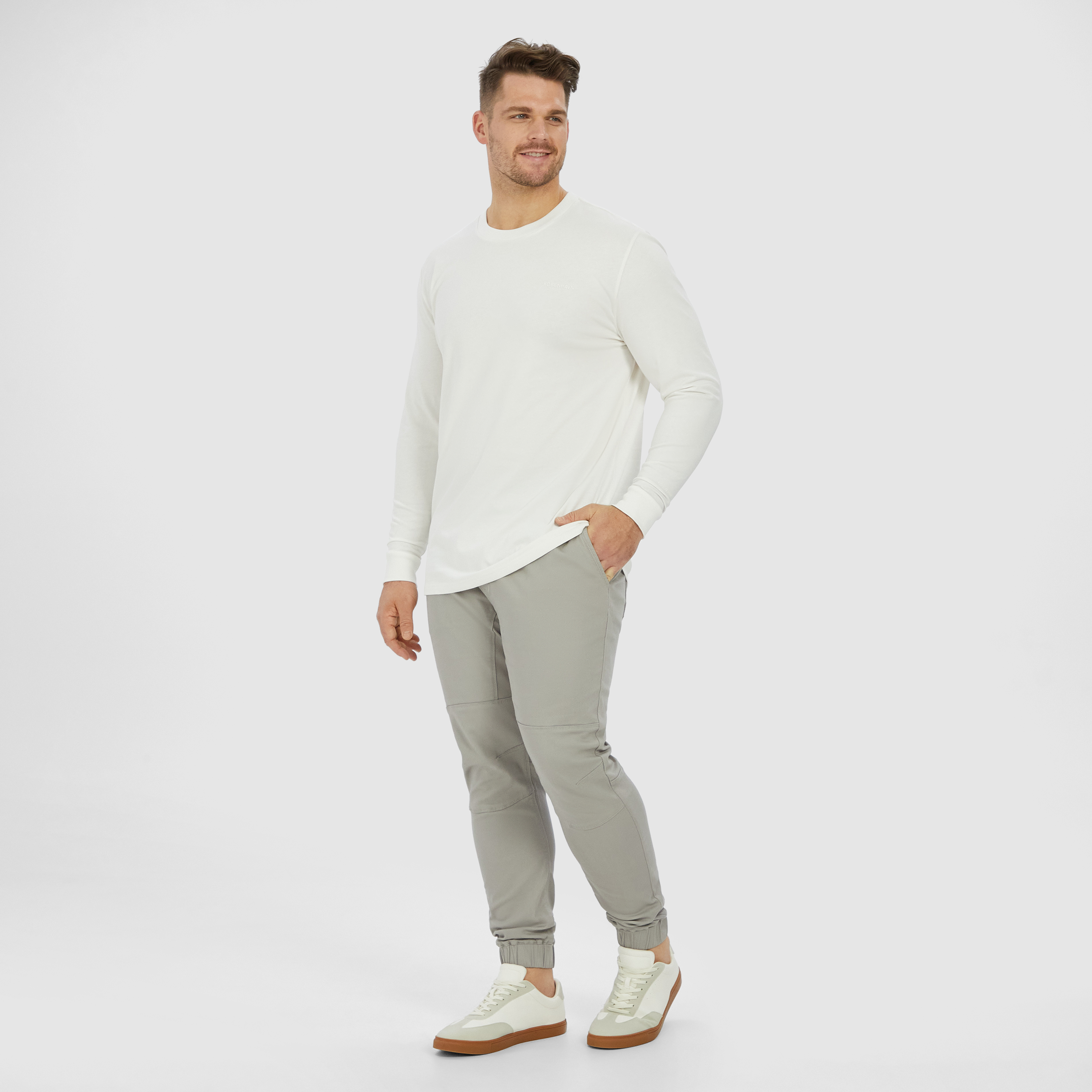 White Eli Long Sleeve Crew Neck Top