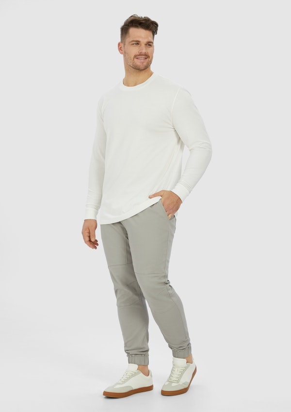 White Eli Long Sleeve Crew Neck Top