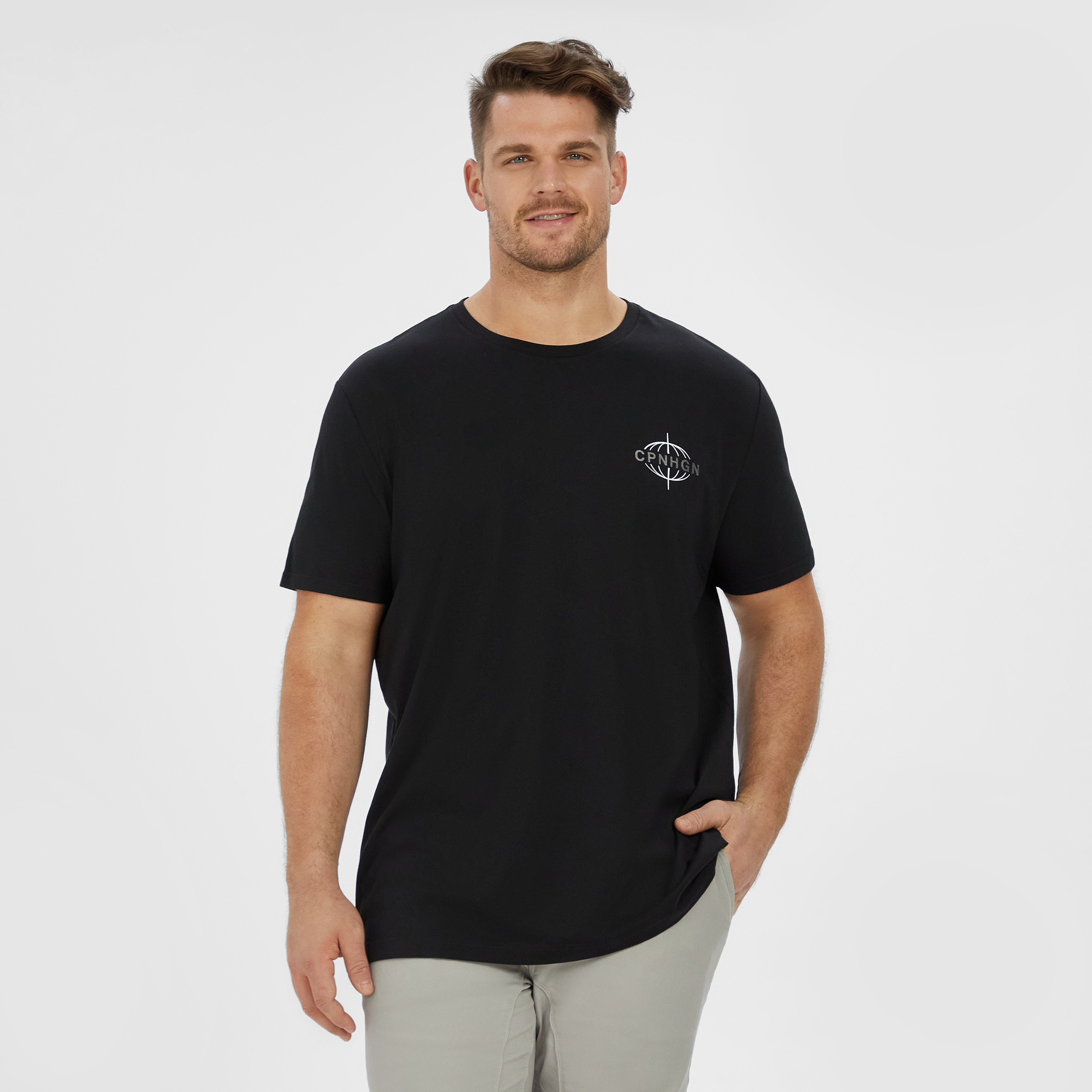 Black Chrome Longline Crew Tee