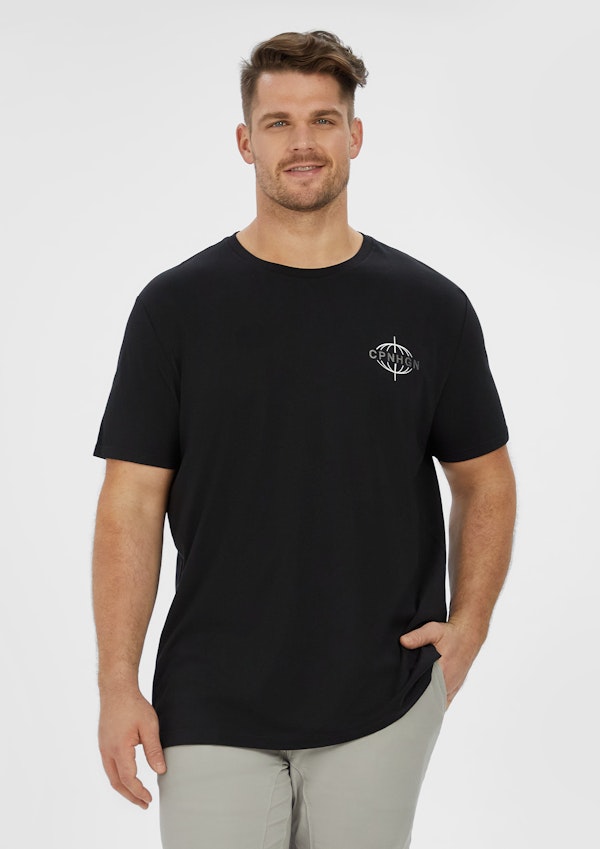 Black Chrome Longline Crew Tee