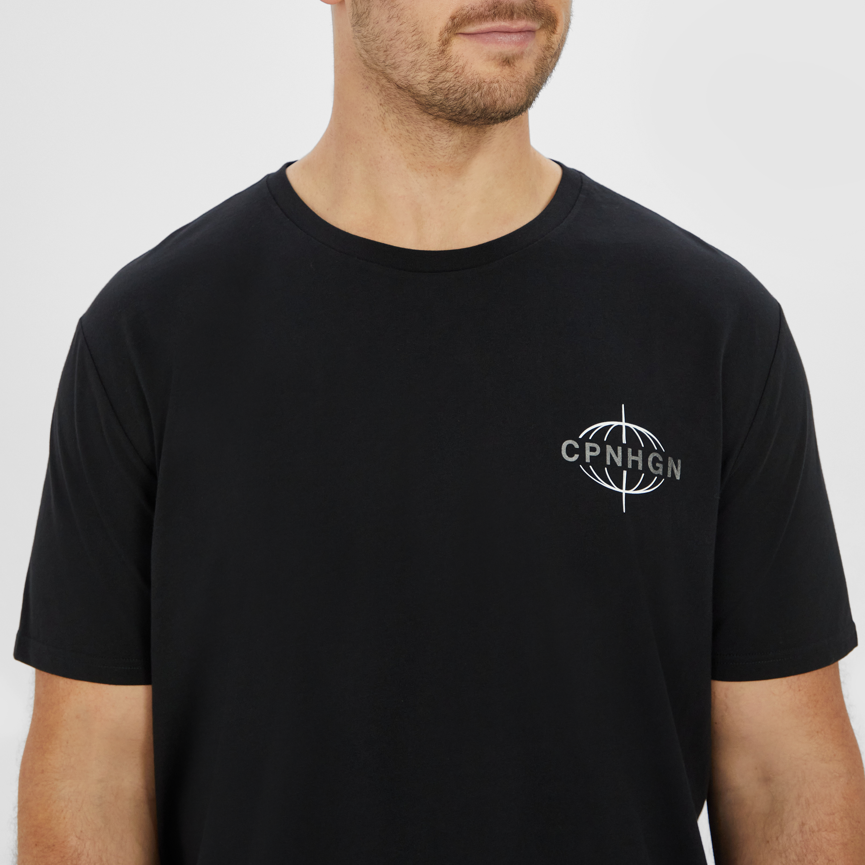 Black Chrome Longline Crew Tee