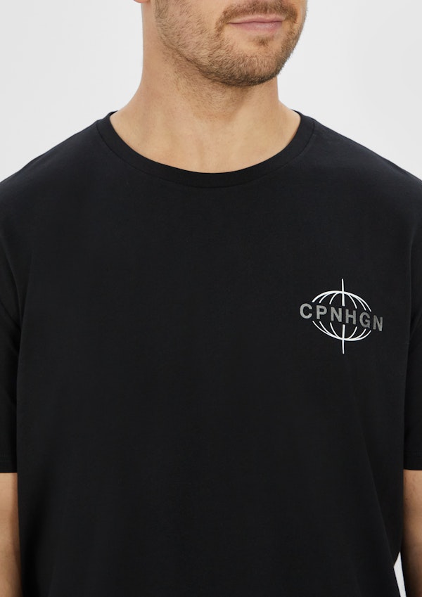 Black Chrome Longline Crew Tee