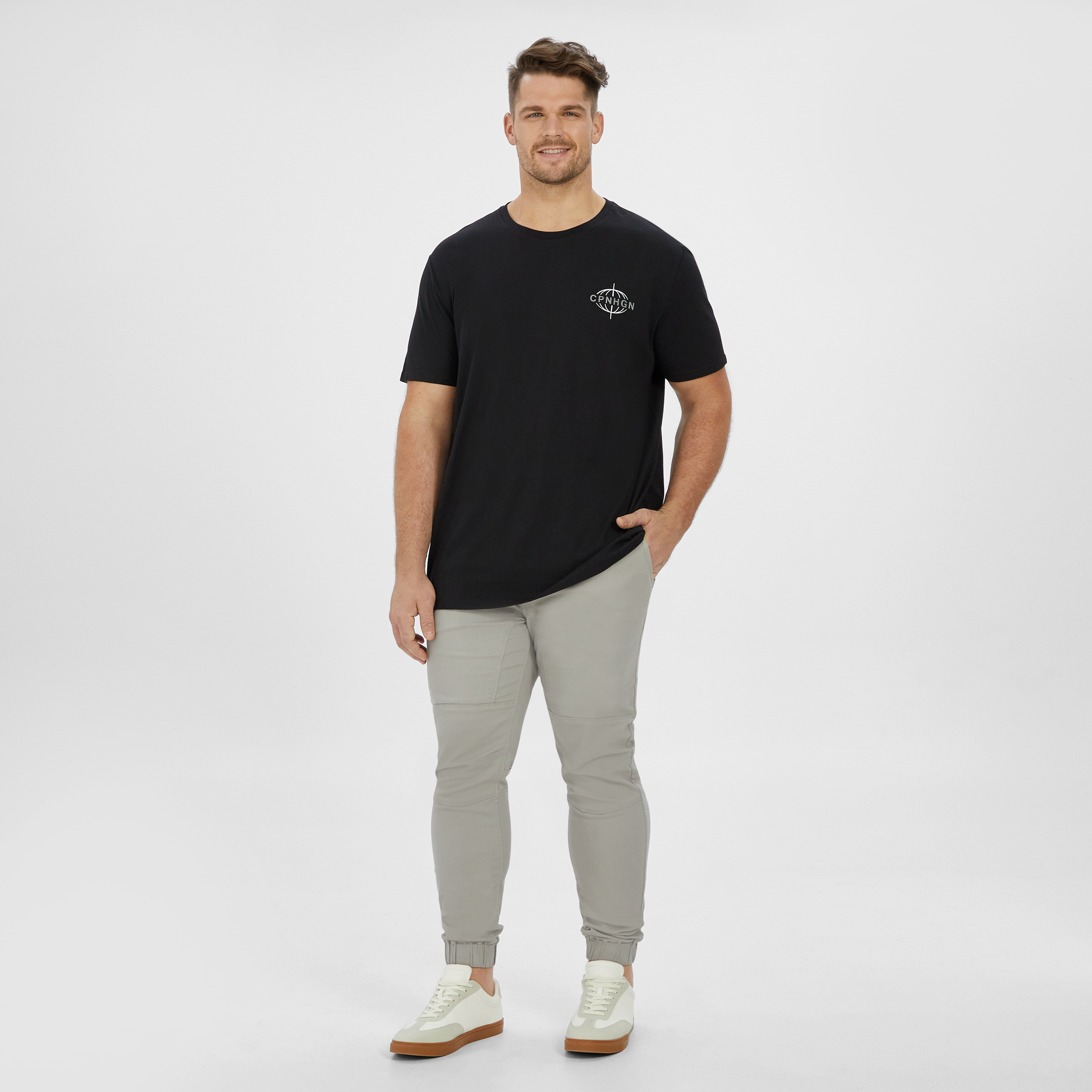 Black Chrome Longline Crew Tee