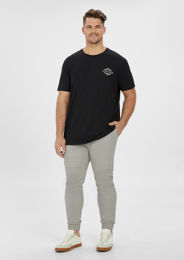 Black Chrome Longline Crew Tee