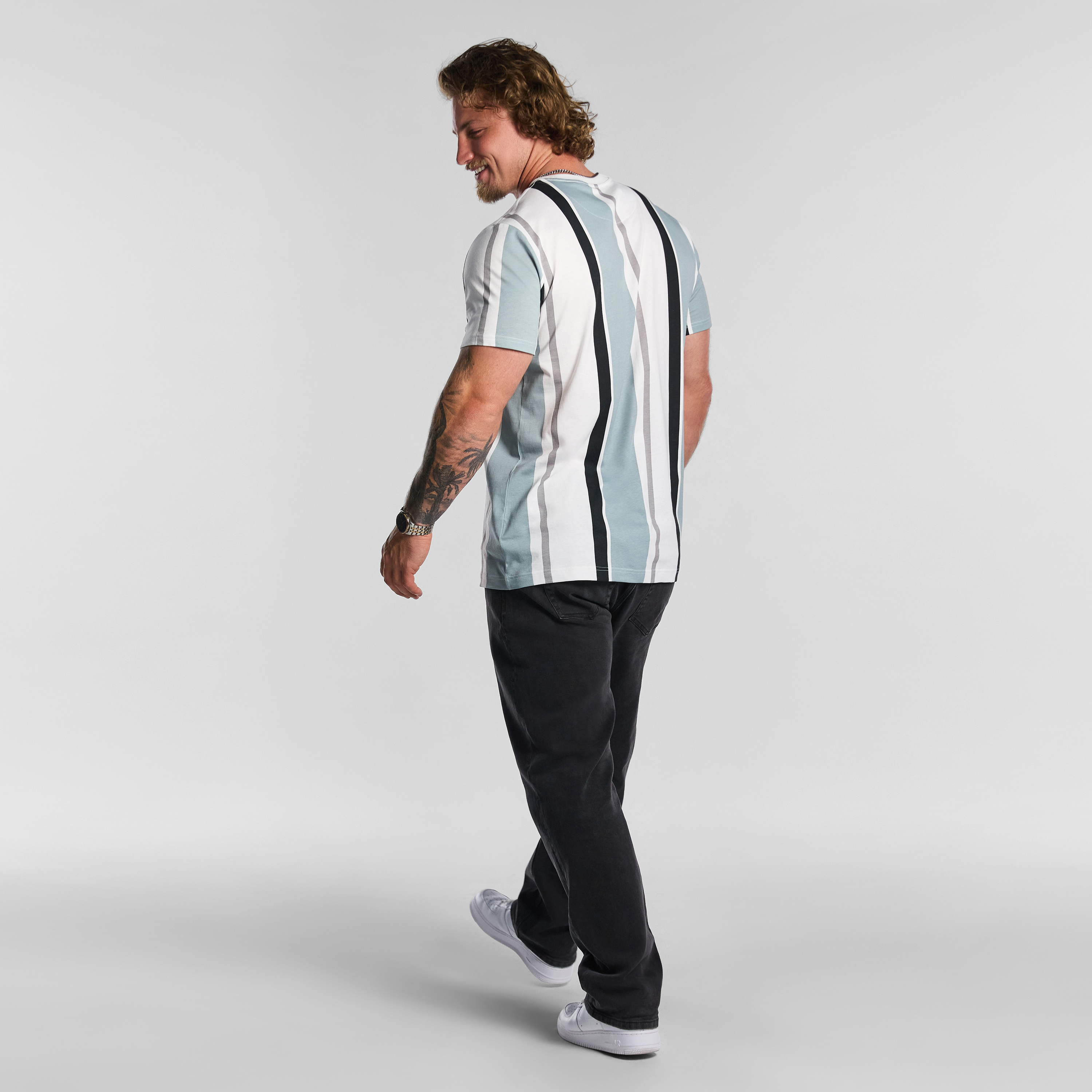 Sage Green Justin Stripe Crew Tee