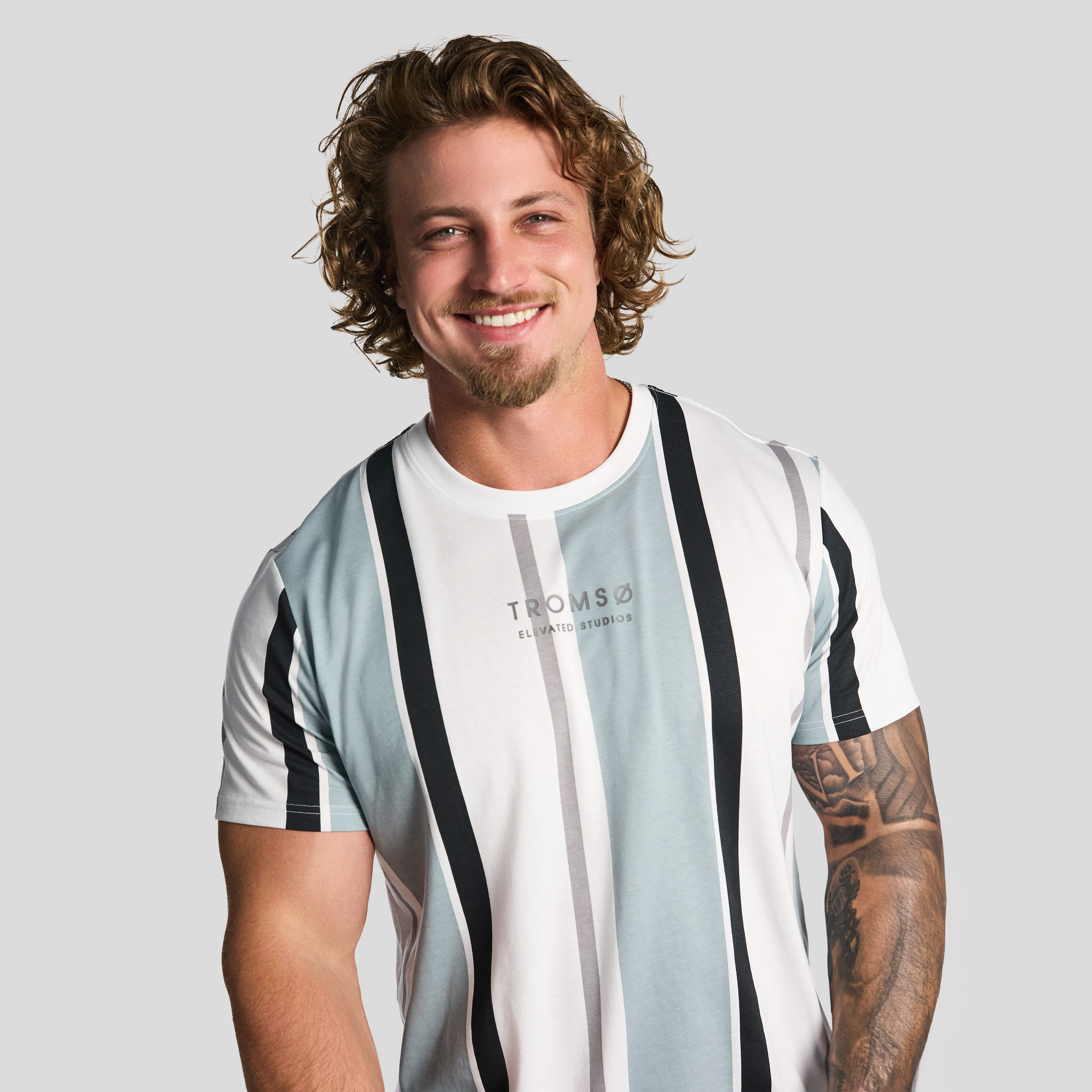 Sage Green Justin Stripe Crew Tee