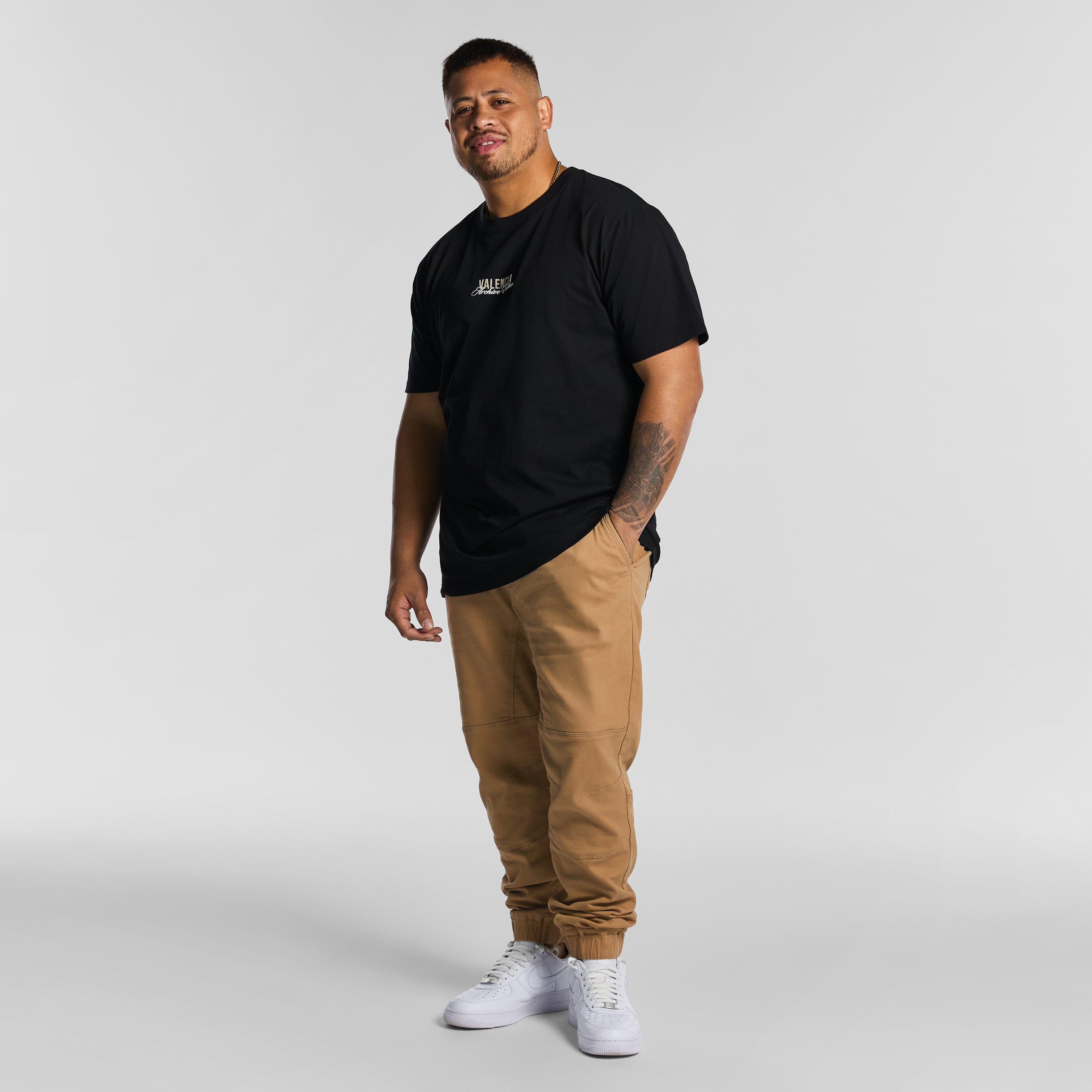 Black Henry Crew Neck Tee