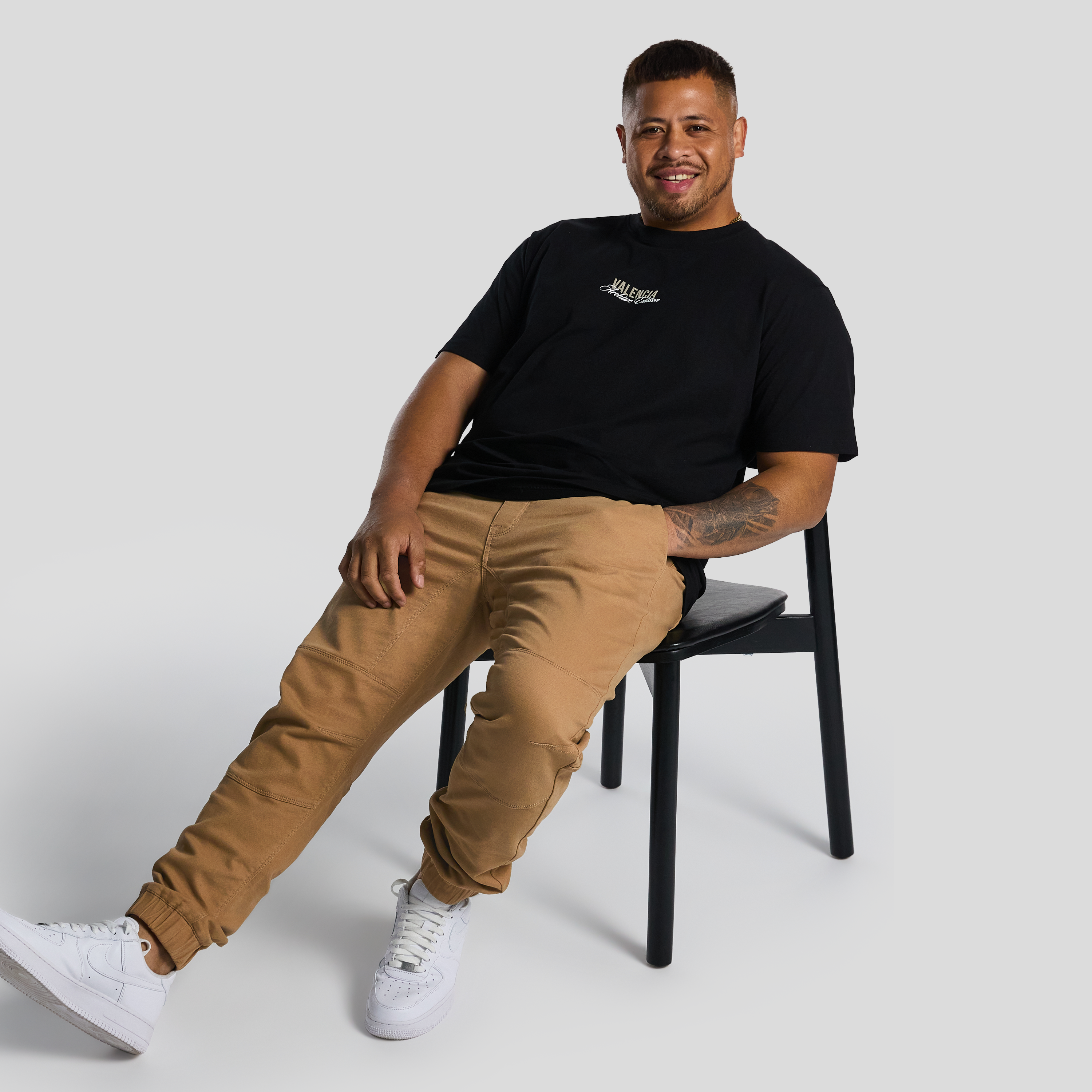 Black Henry Crew Neck Tee